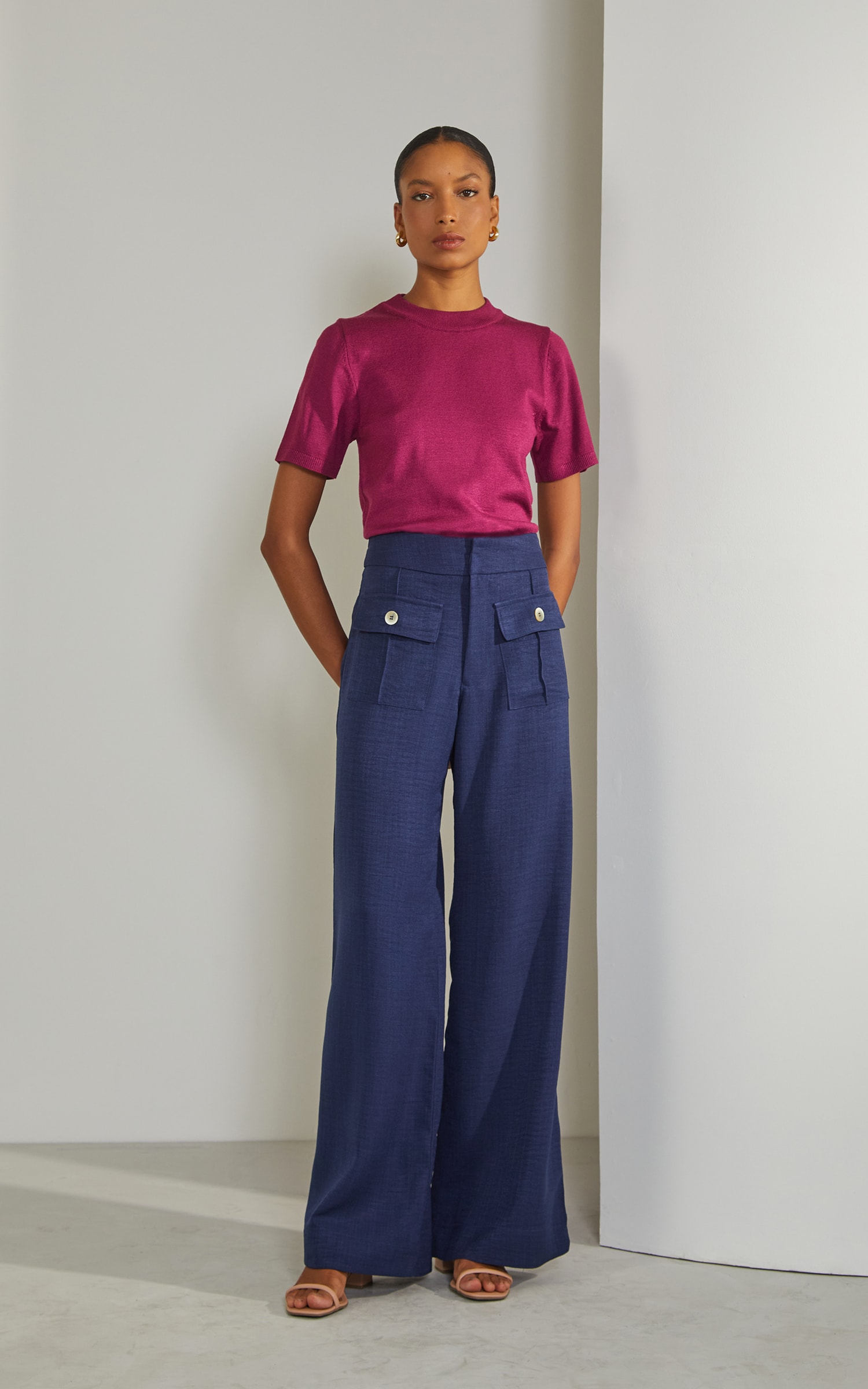 Pantalona Garden Bolsos Marinho