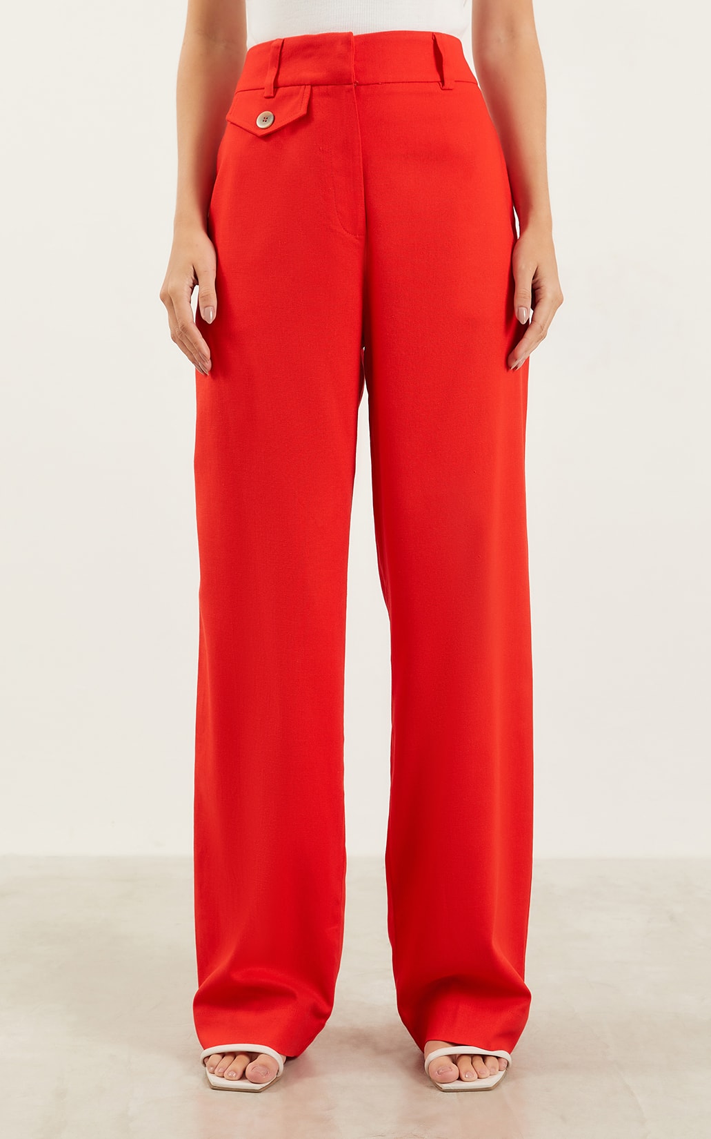 Pantalona Inspirar Detalhe Lapela Vermelho