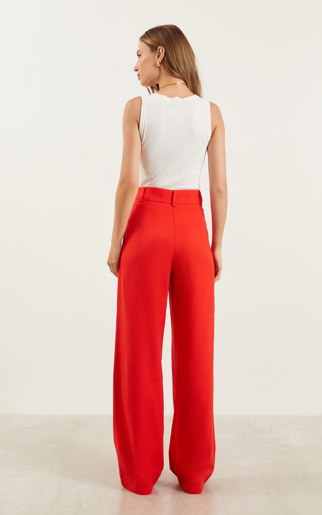 Pantalona Inspirar Detalhe Lapela Vermelho
