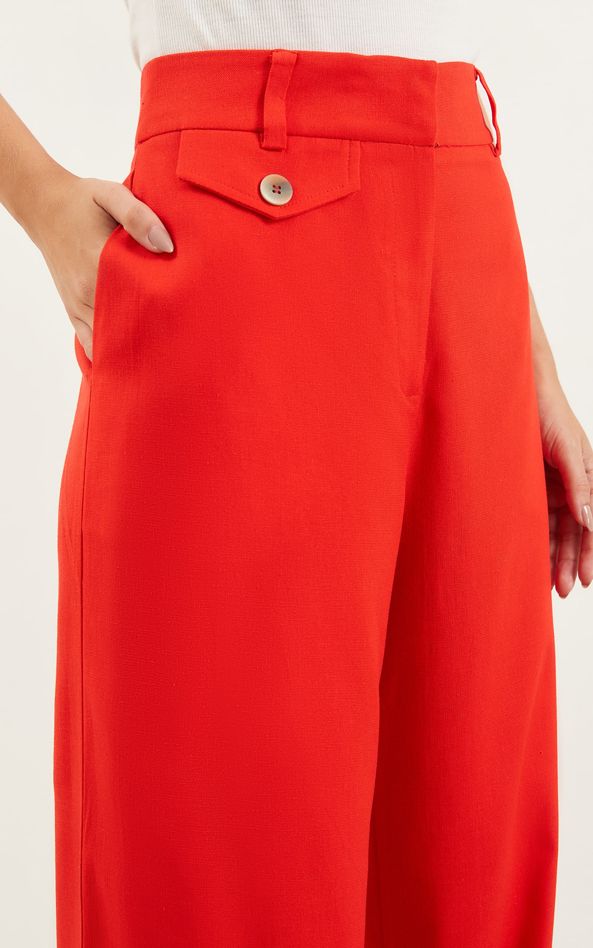 Pantalona Inspirar Detalhe Lapela Vermelho