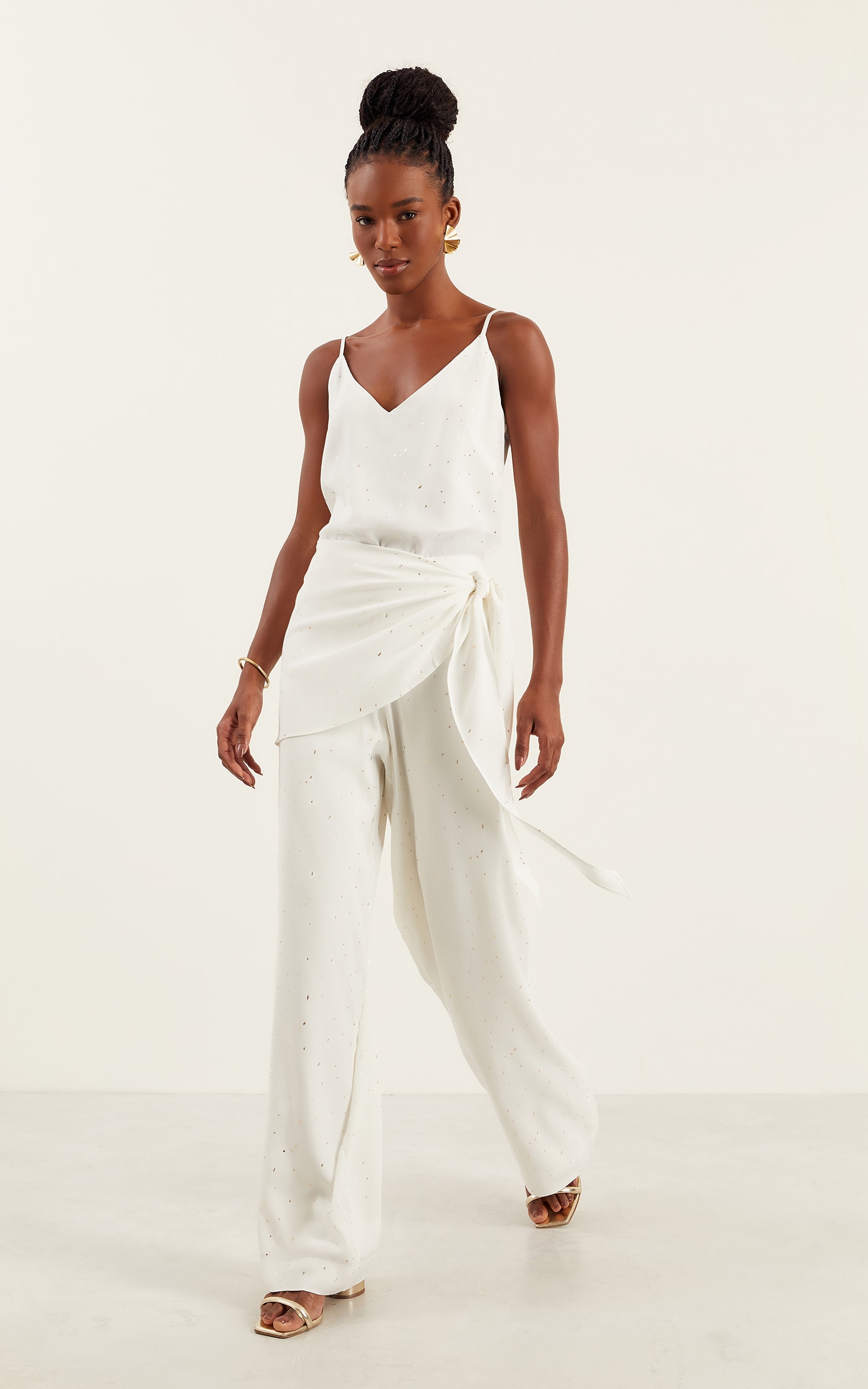 Pantalona Lenço Dots Foil Off White