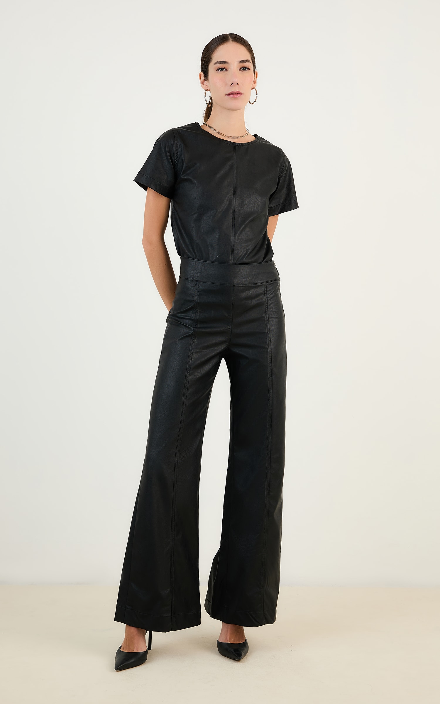 Pantalona Like Leather Preto
