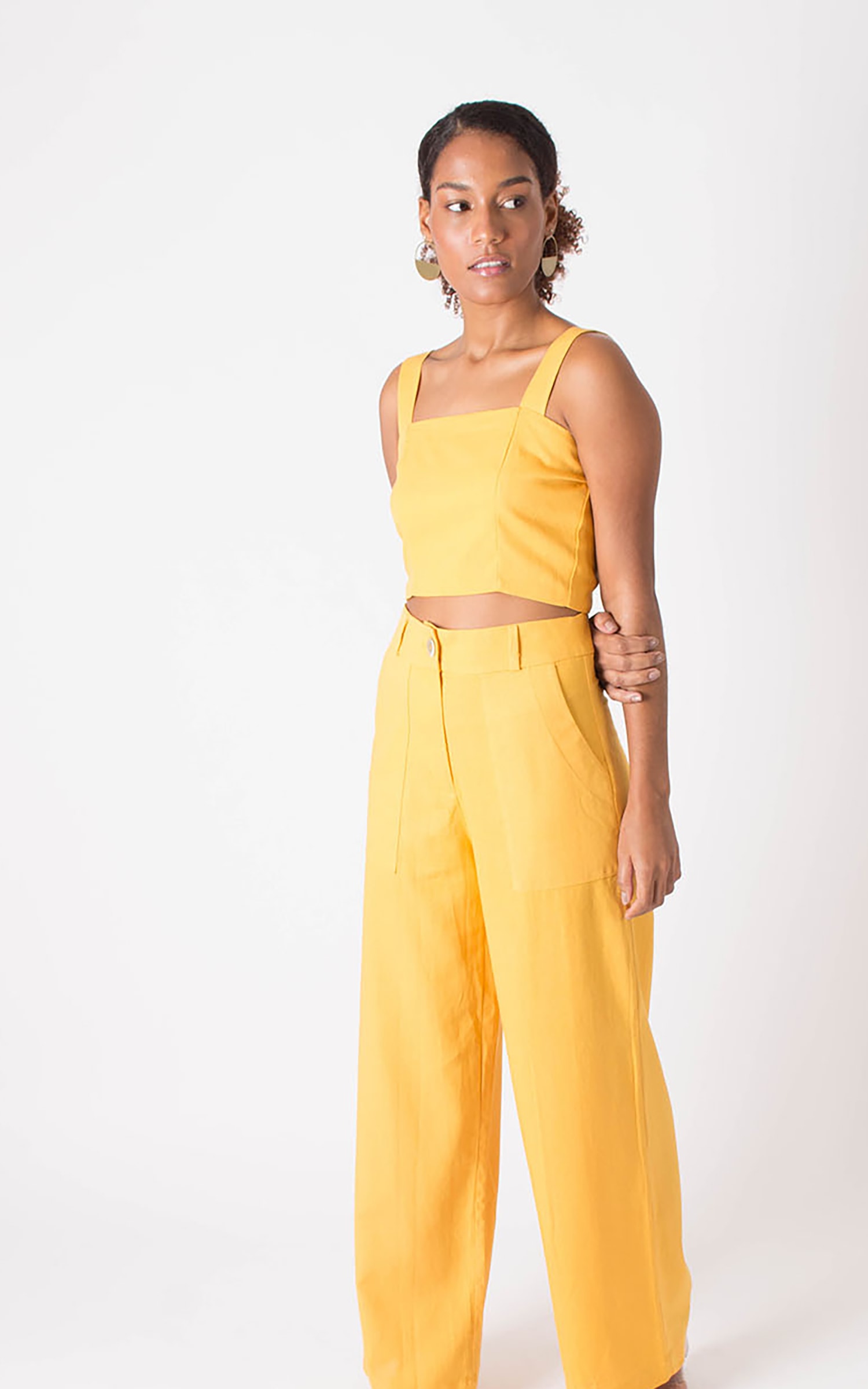 Pantalona Linho Amarelo