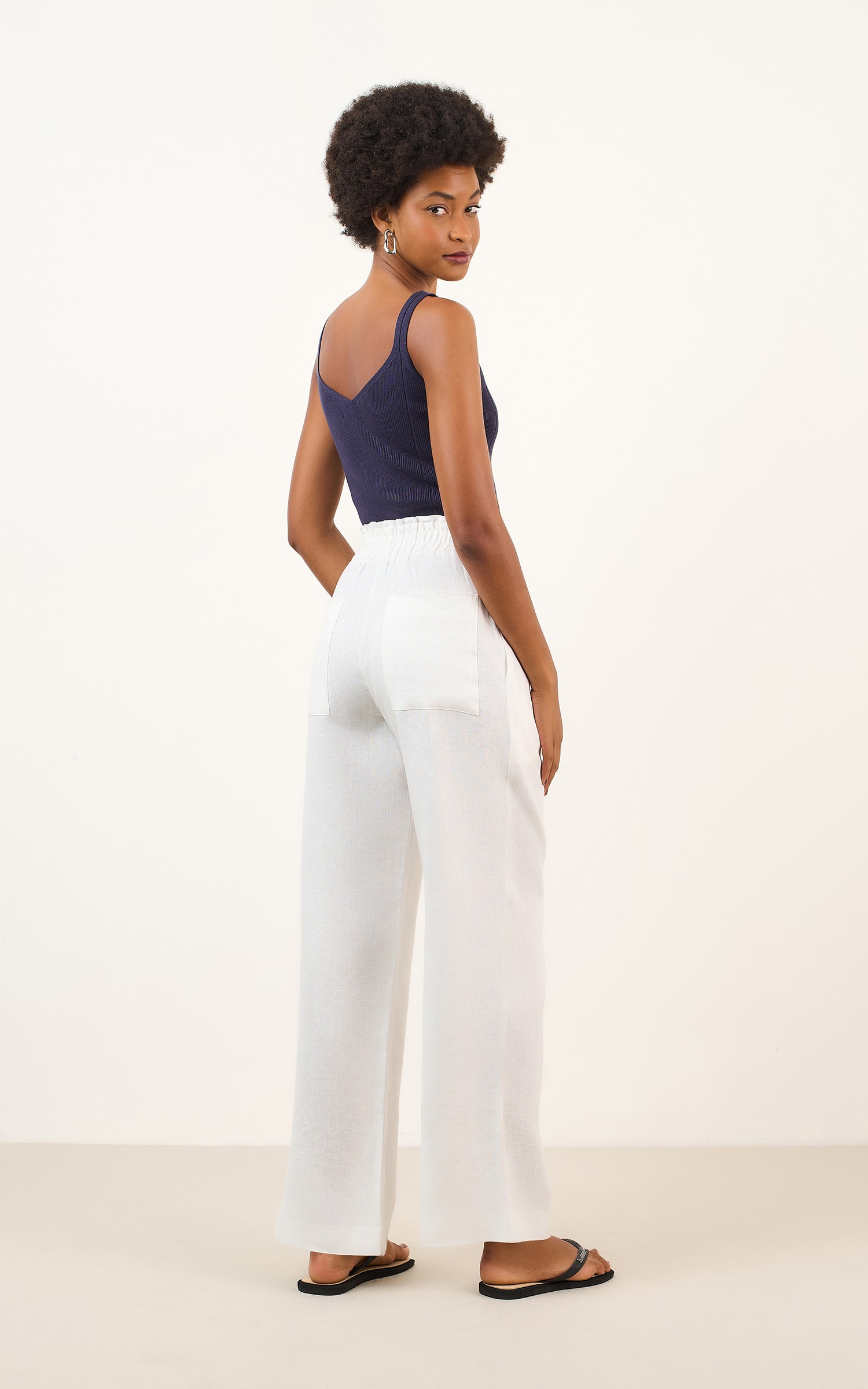 Pantalona Linho Mam Off White