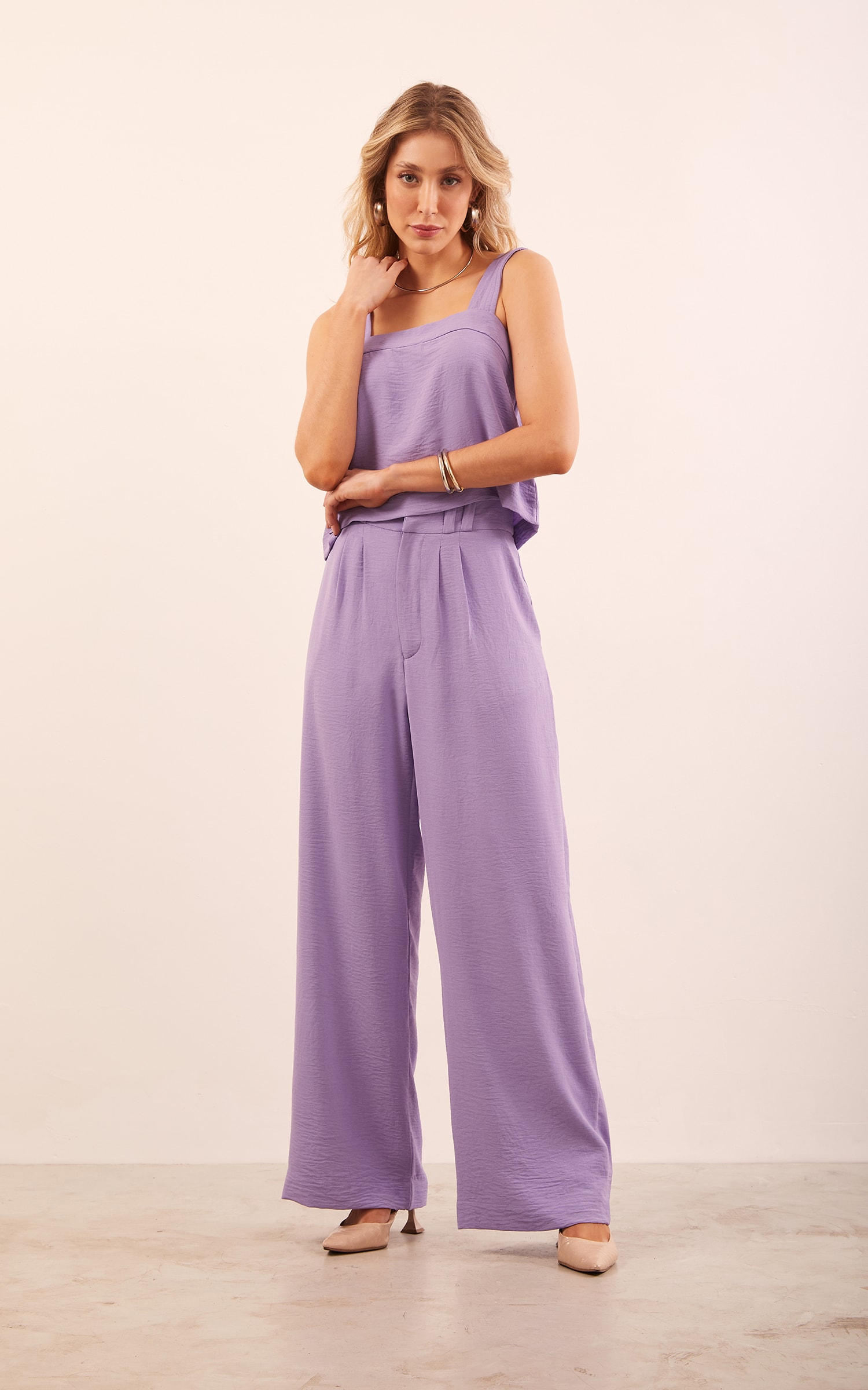 Pantalona Pregas Lilás