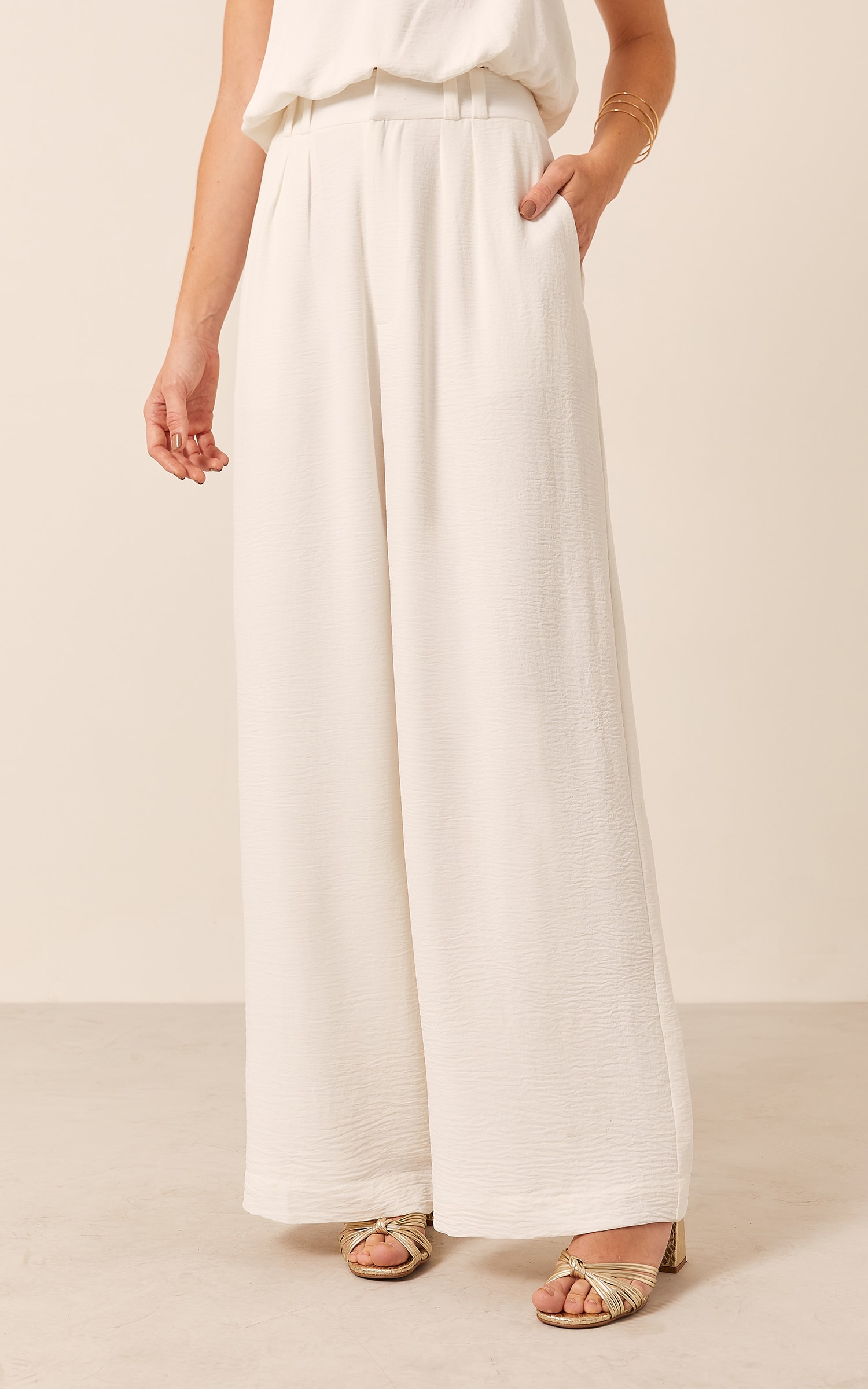 Pantalona Pregas Off White