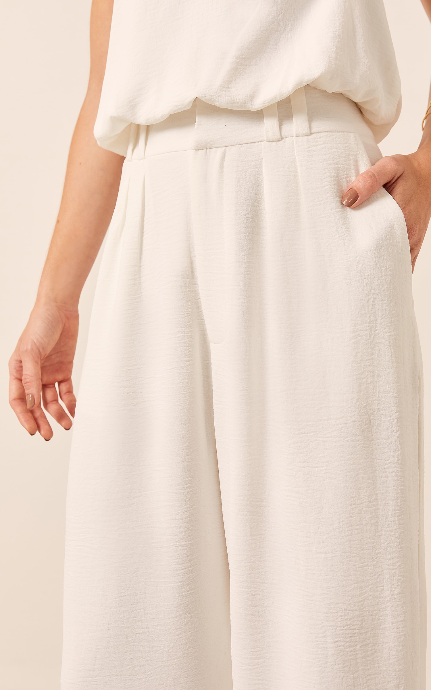 Pantalona Pregas Off White