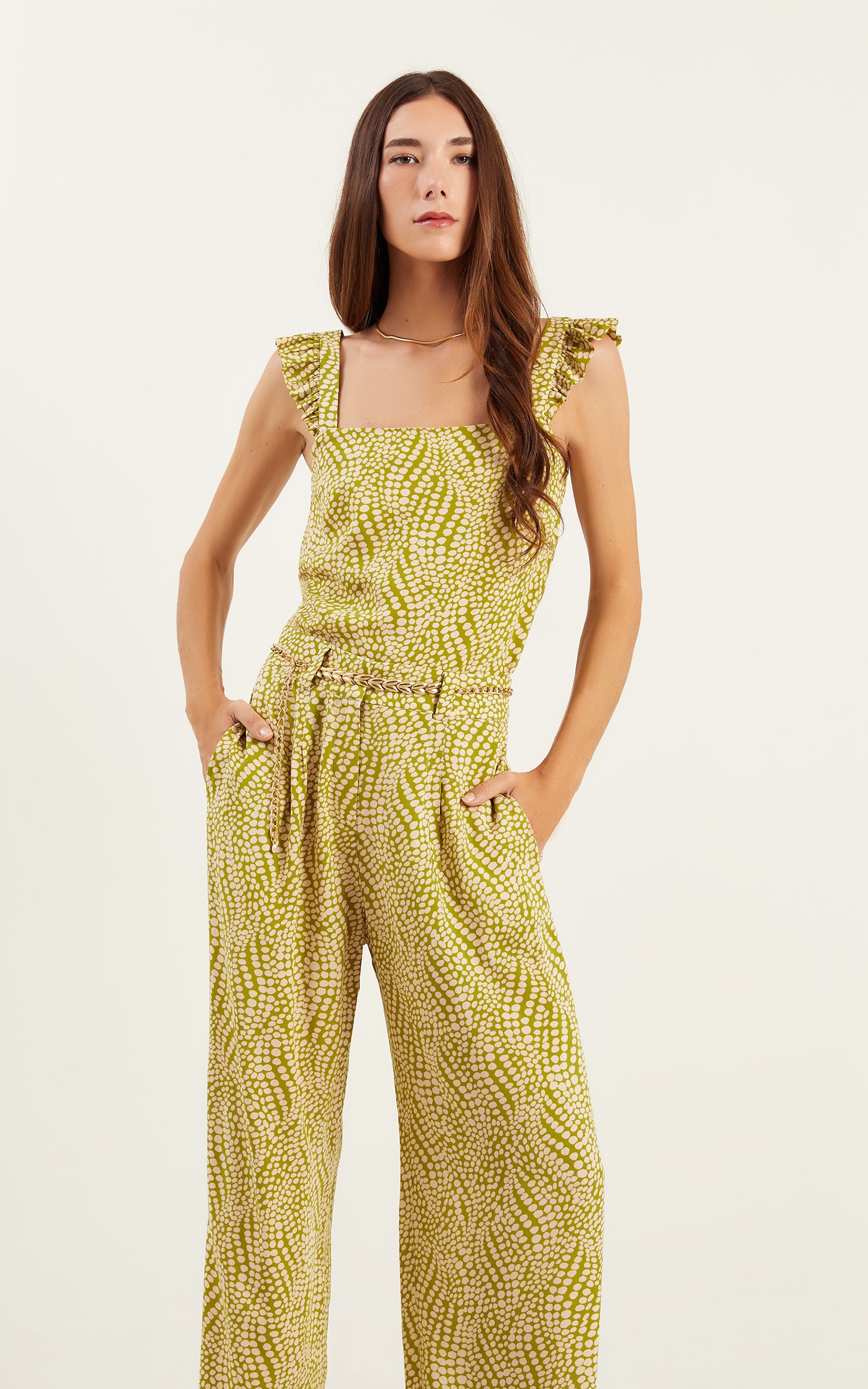 Pantalona Pregas Polen Verde Oliva