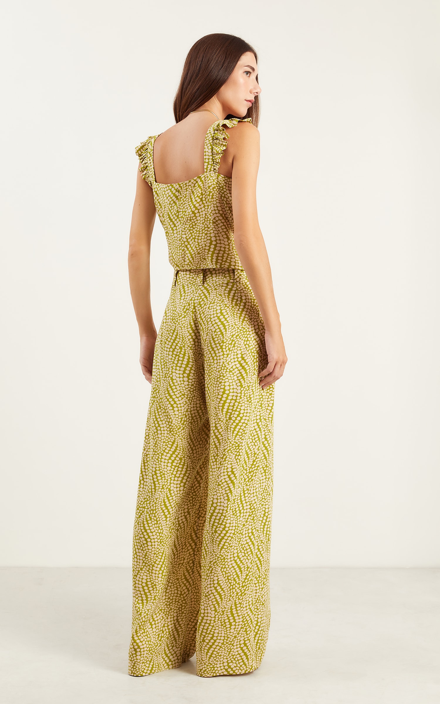 Pantalona Pregas Polen Verde Oliva