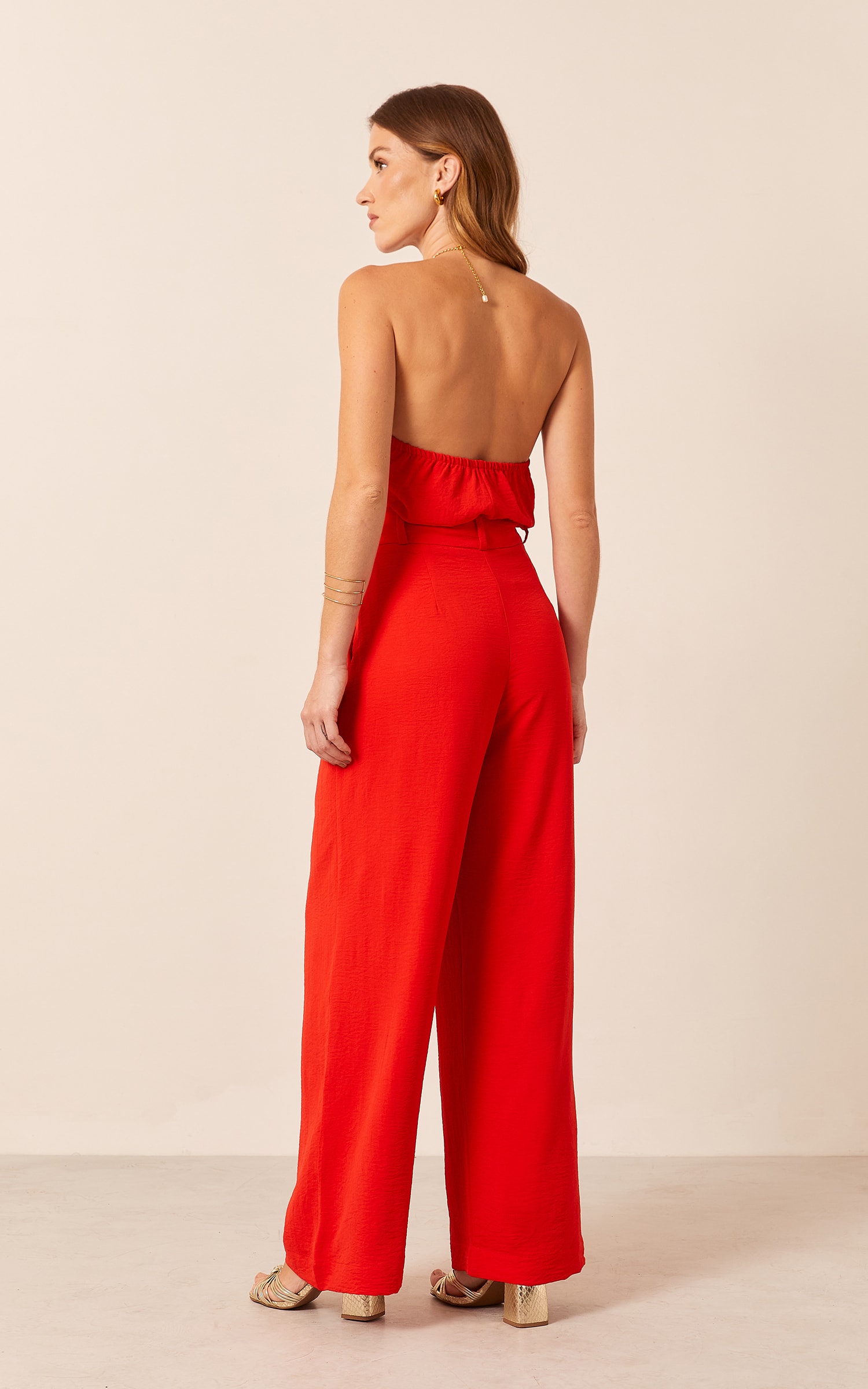 Pantalona Pregas Vermelho