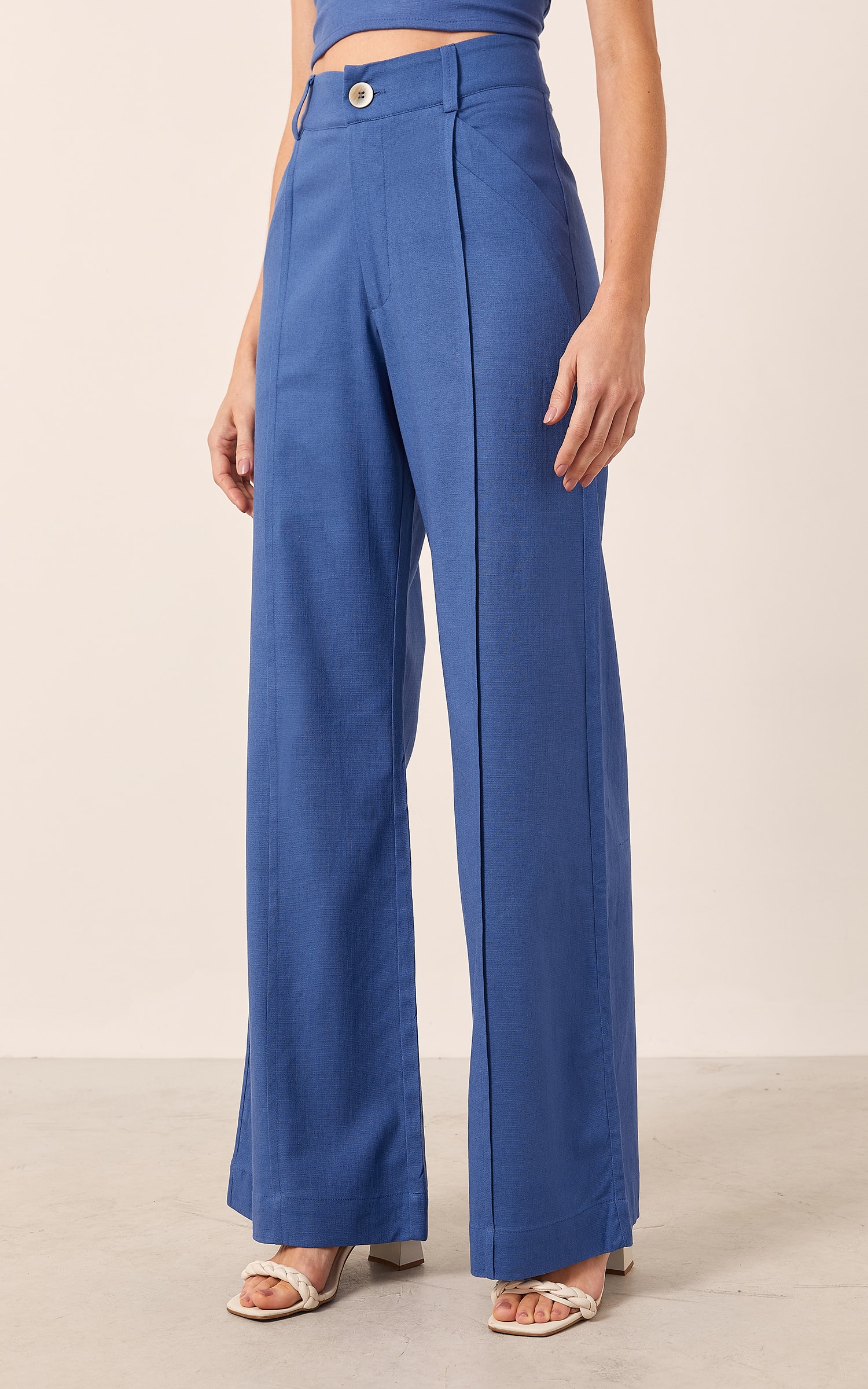 Pantalona Raízes Detalhe Vivo Azul