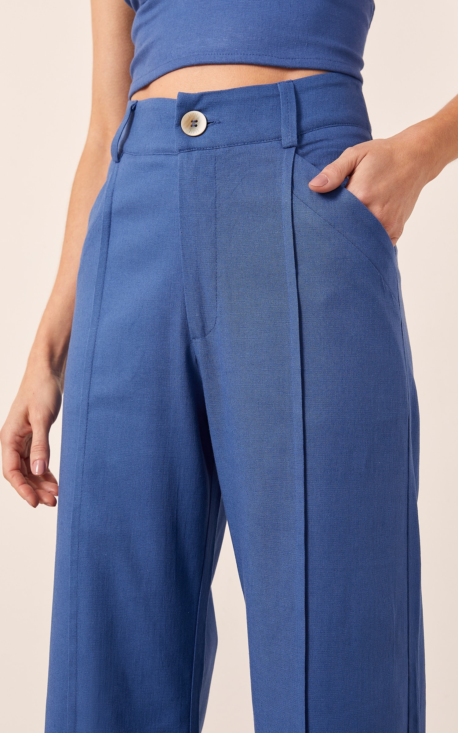 Pantalona Raízes Detalhe Vivo Azul