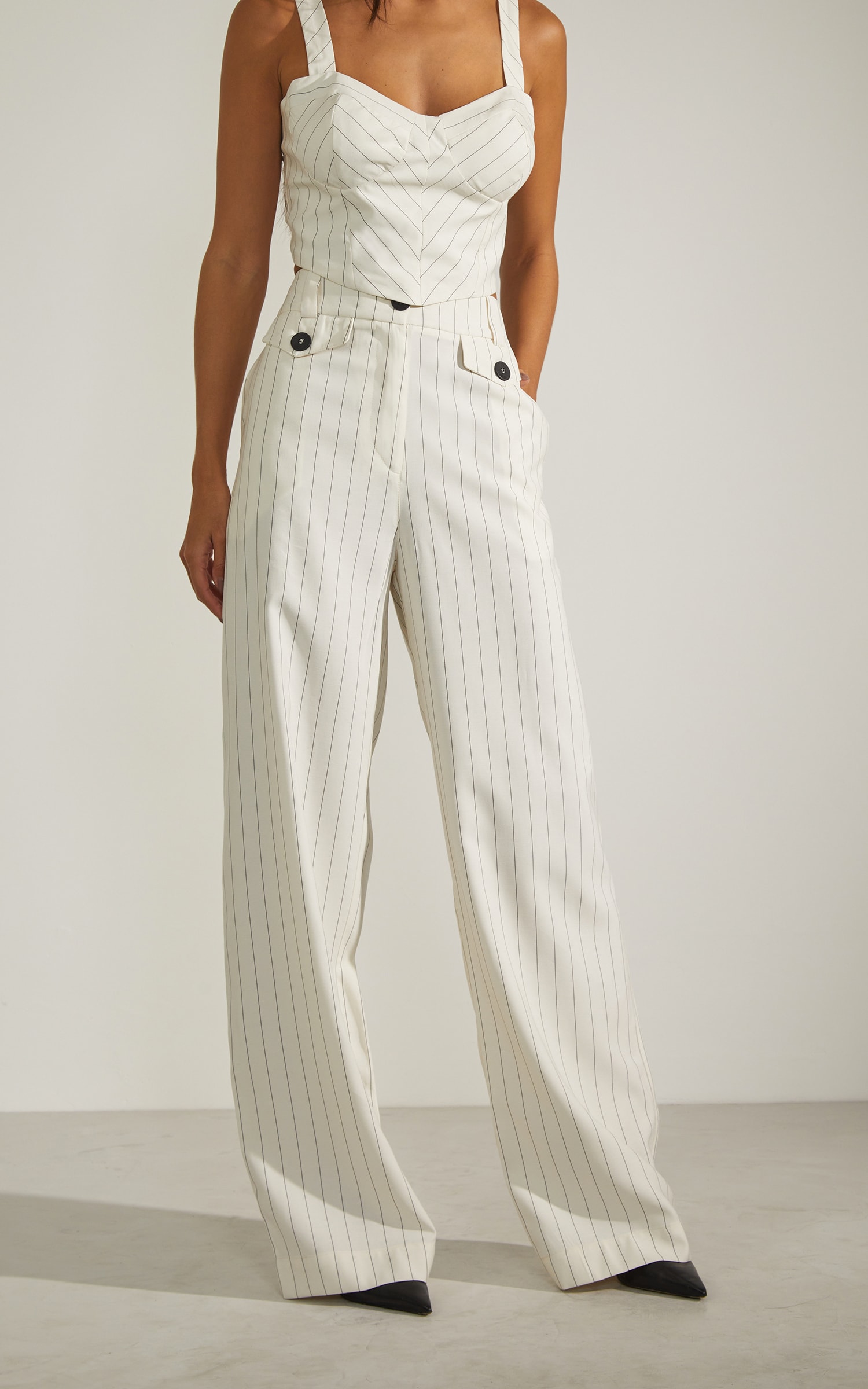 Pantalona Risca de Giz Off White