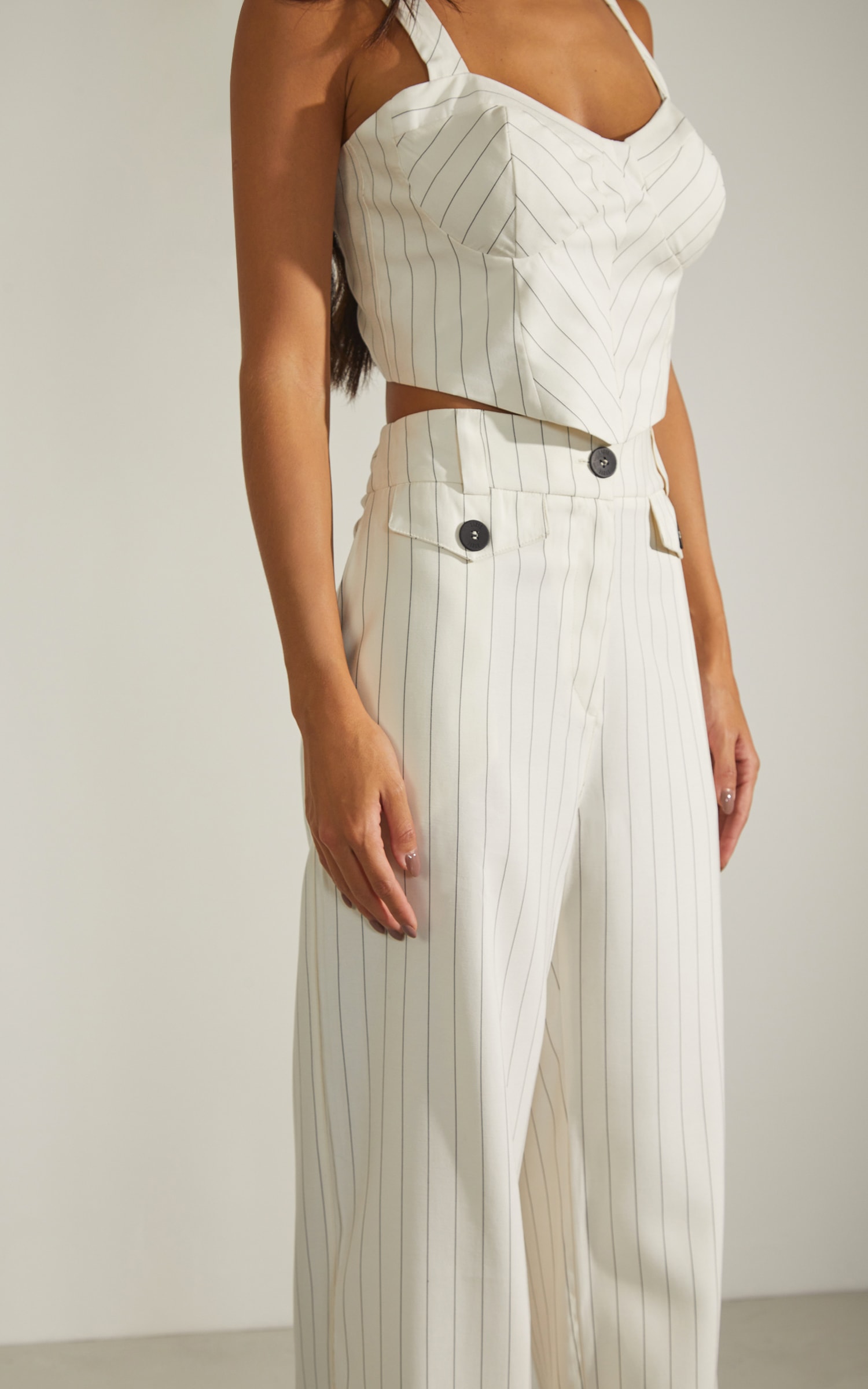 Pantalona Risca de Giz Off White