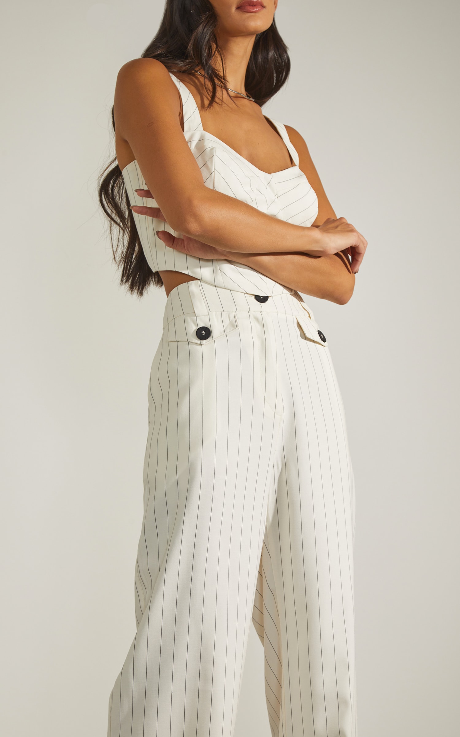 Pantalona Risca de Giz Off White