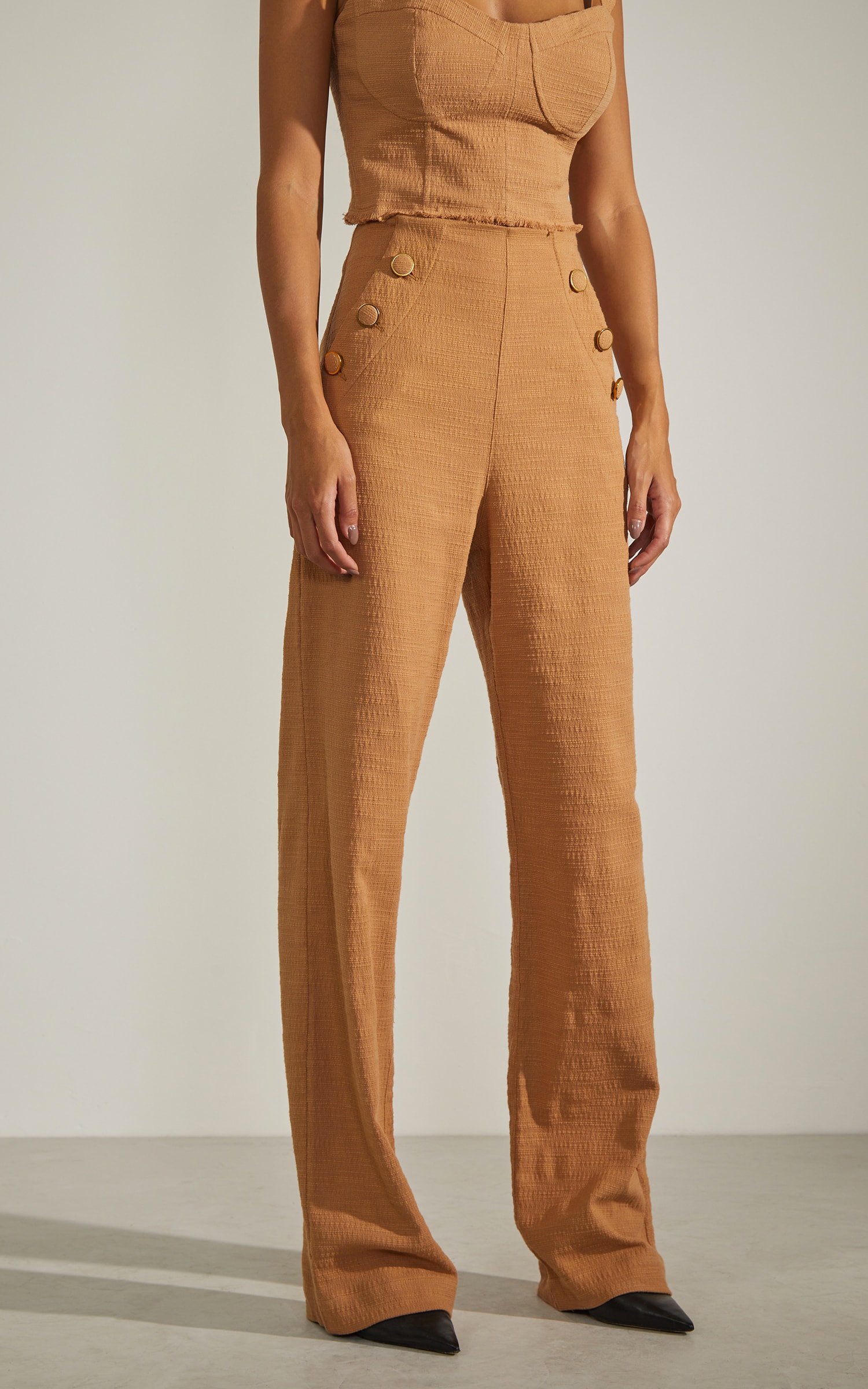 Pantalona Riviera Botões Caqui