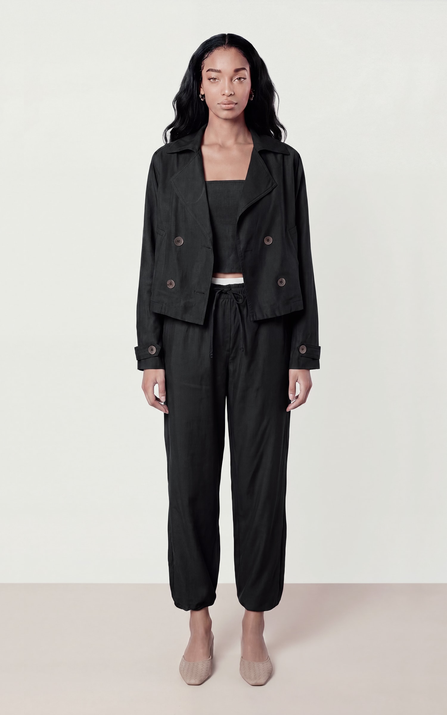 Parka Cropped Cappuccino Preto