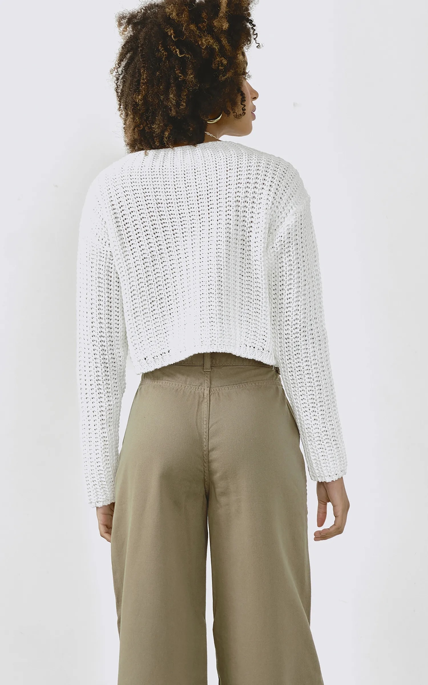 Pull Cropped Tricot Off White