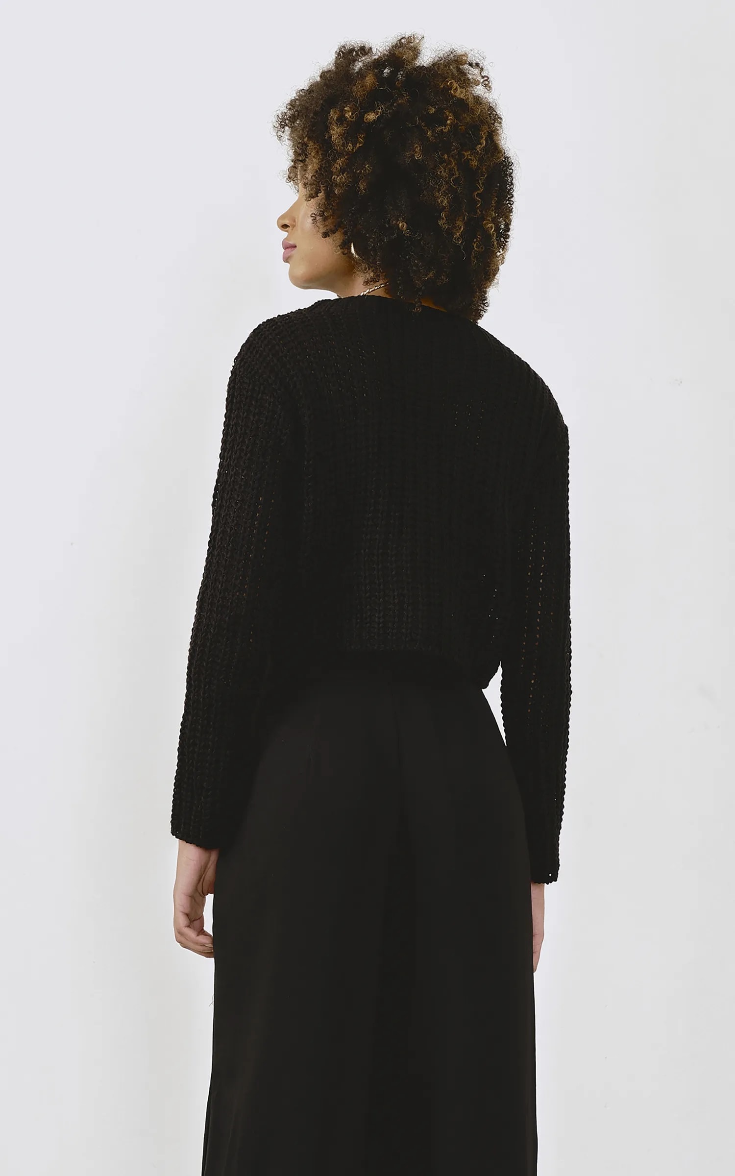 Pull Cropped Tricot Preto