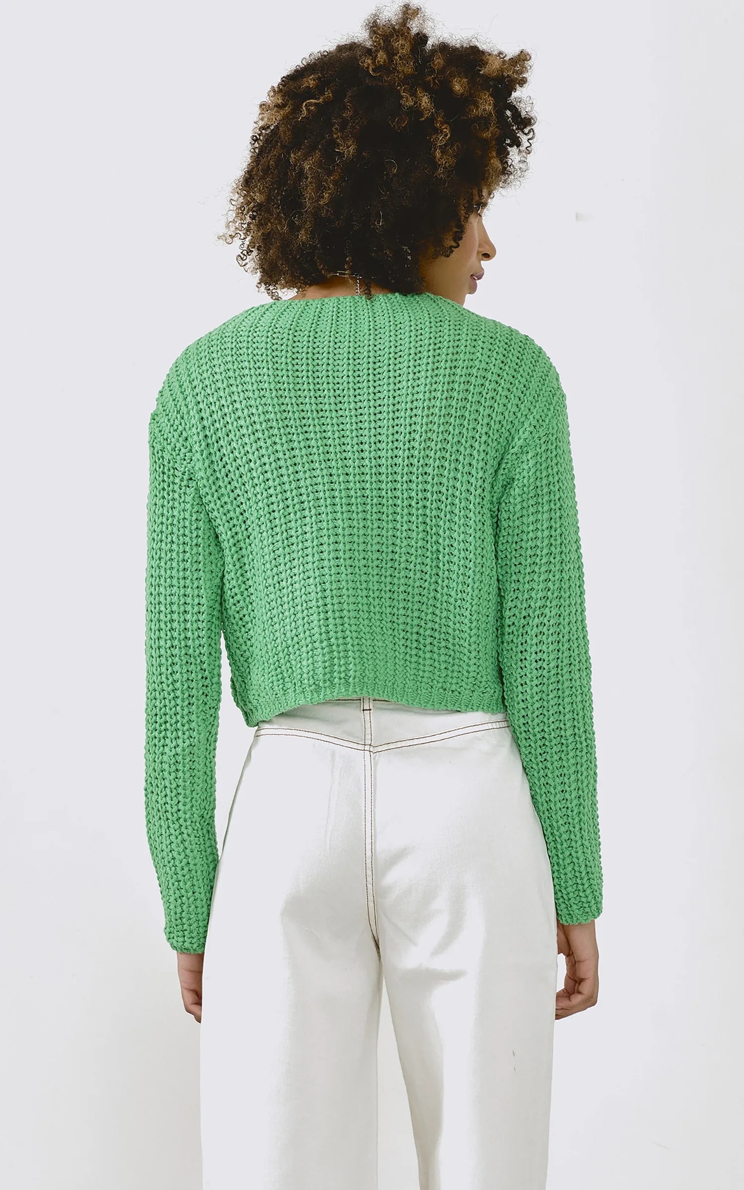 Pull Cropped Tricot Verde