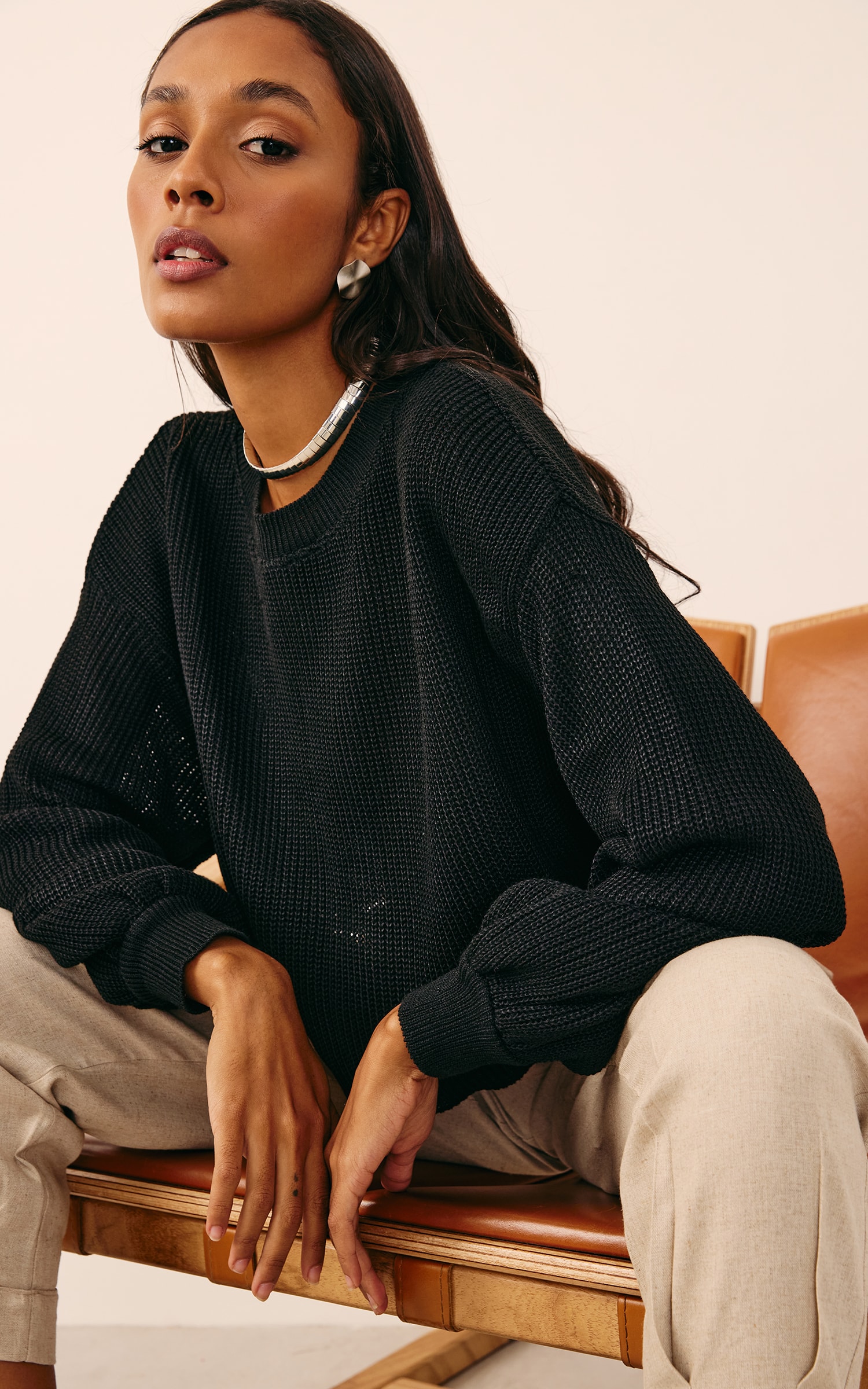 Pull Manga Ampla Preto