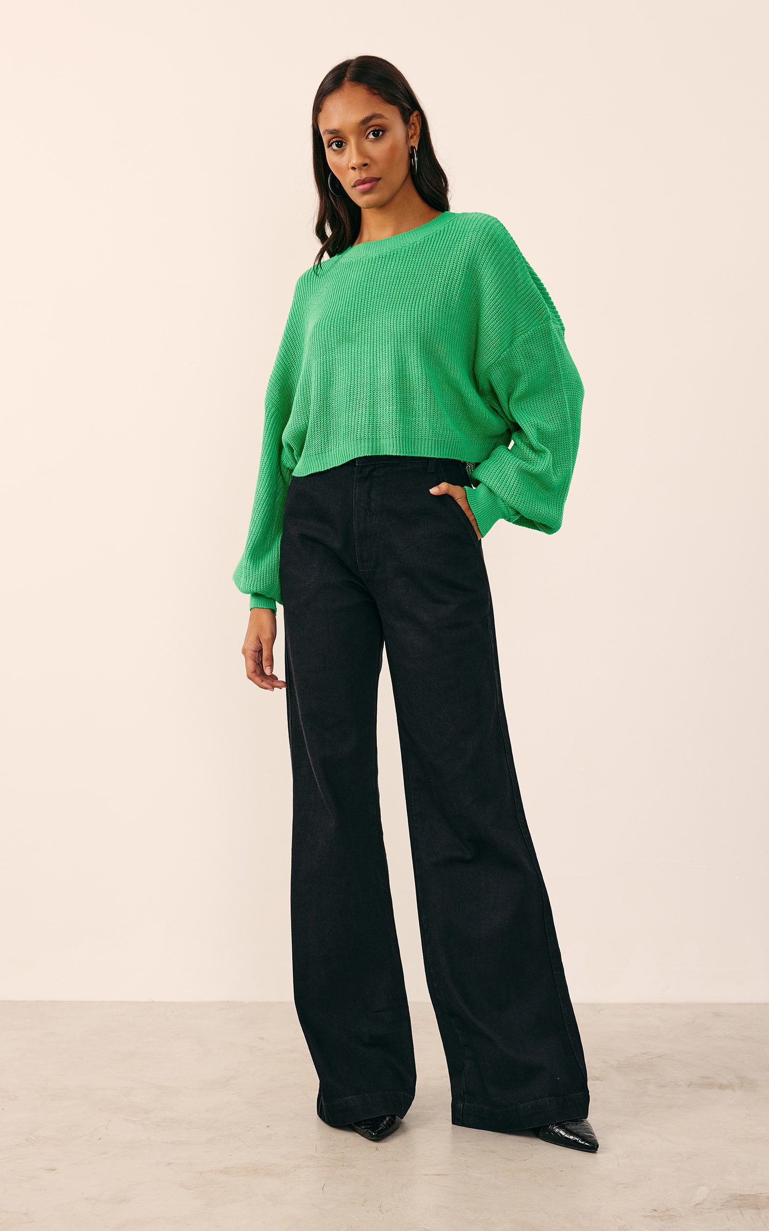 Pull Manga Ampla Verde