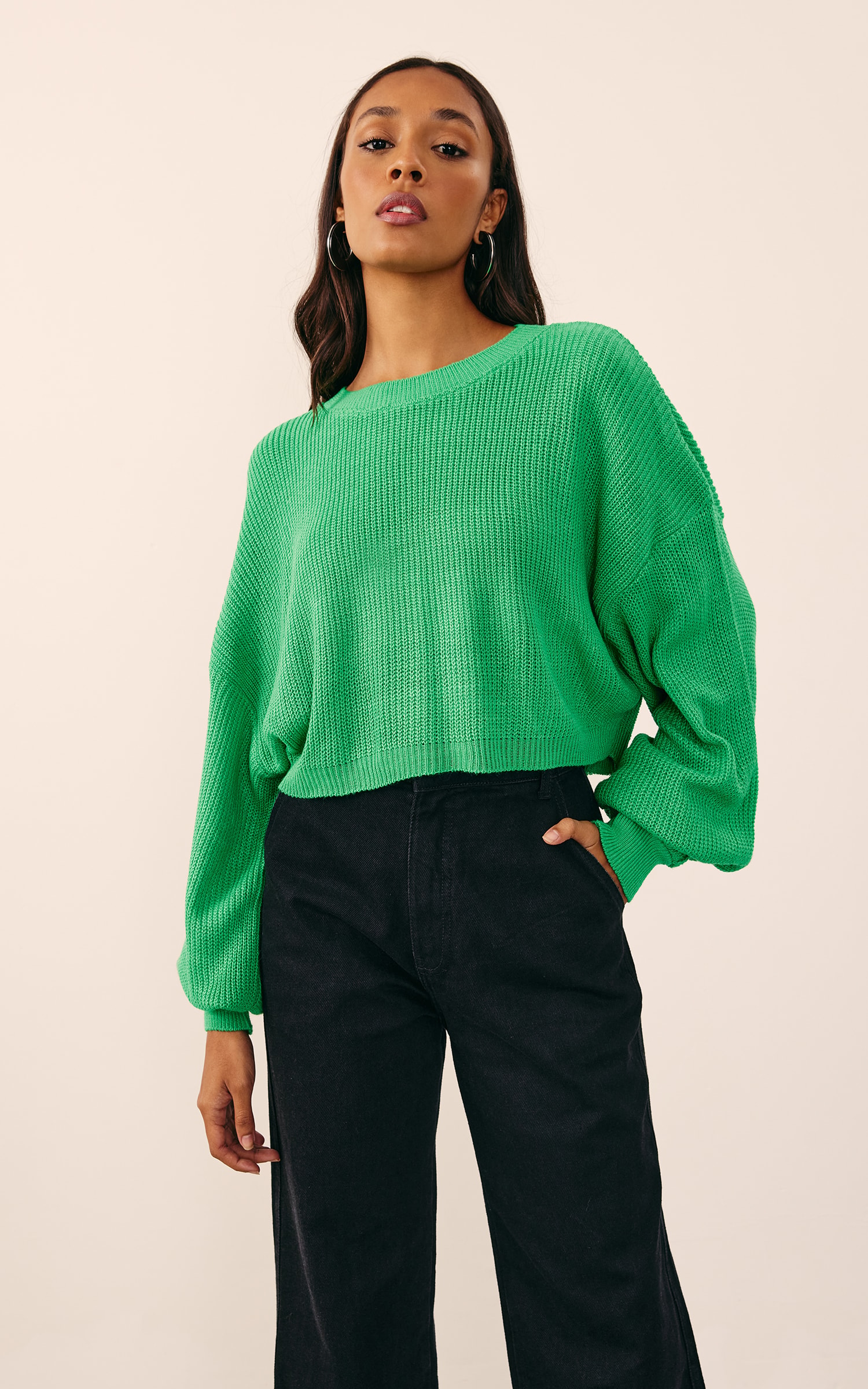 Pull Manga Ampla Verde