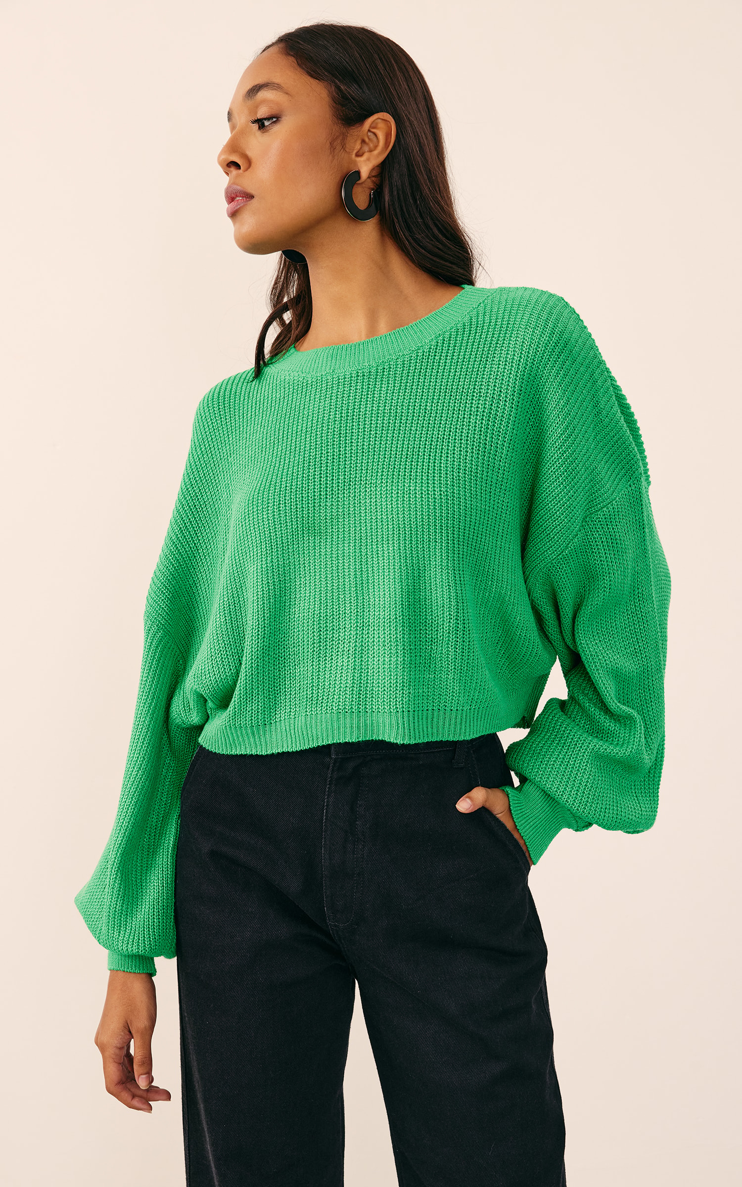 Pull Manga Ampla Verde