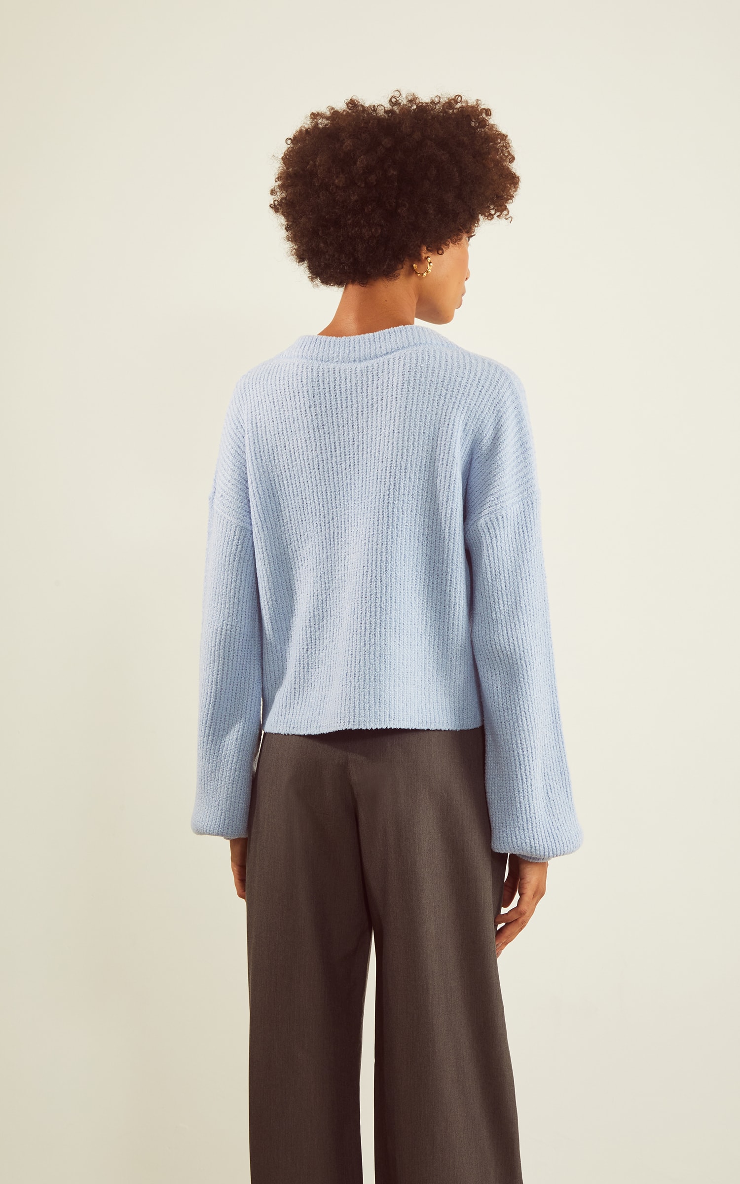 Pull Tricot Basic Azul Claro