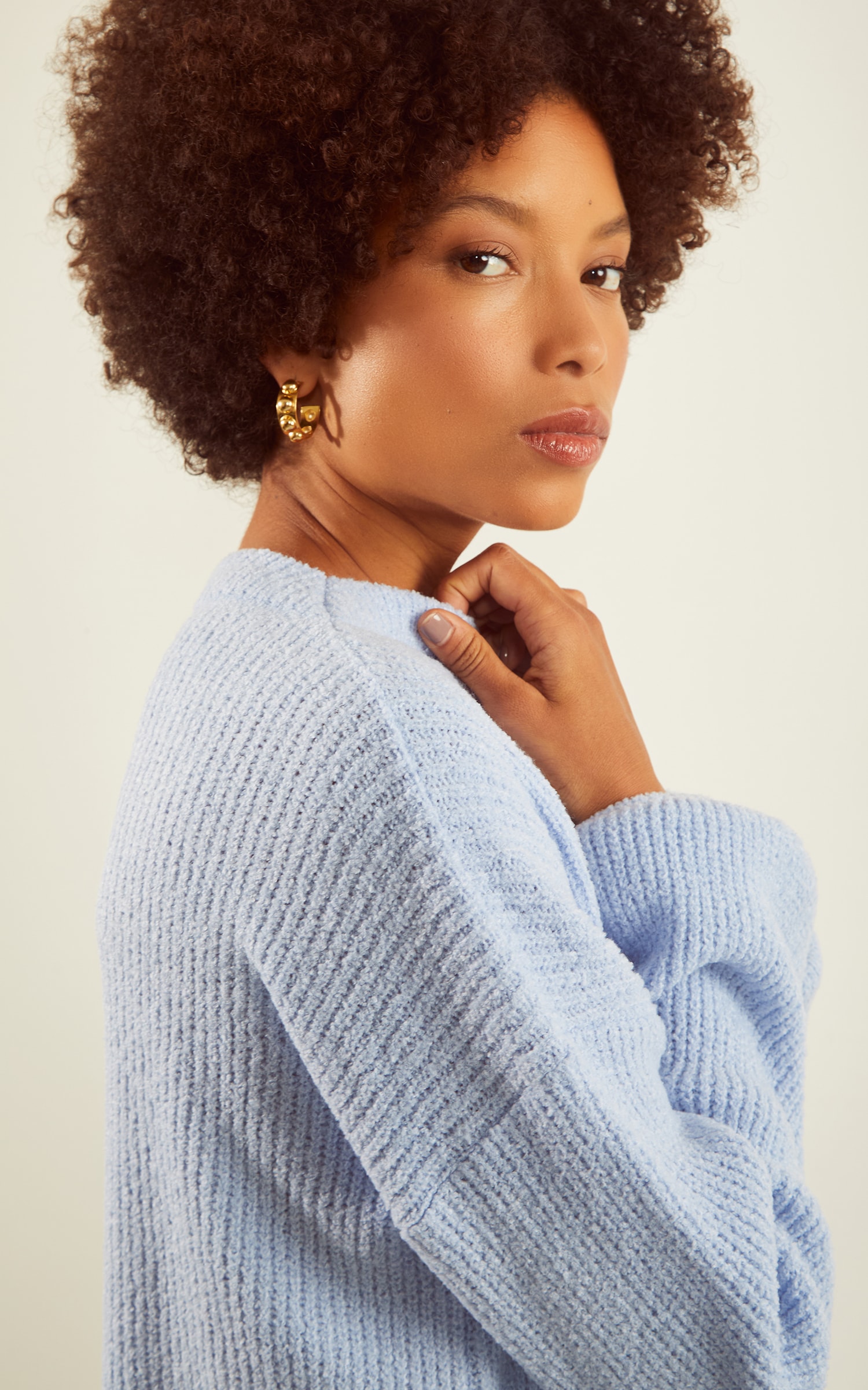 Pull Tricot Basic Azul Claro