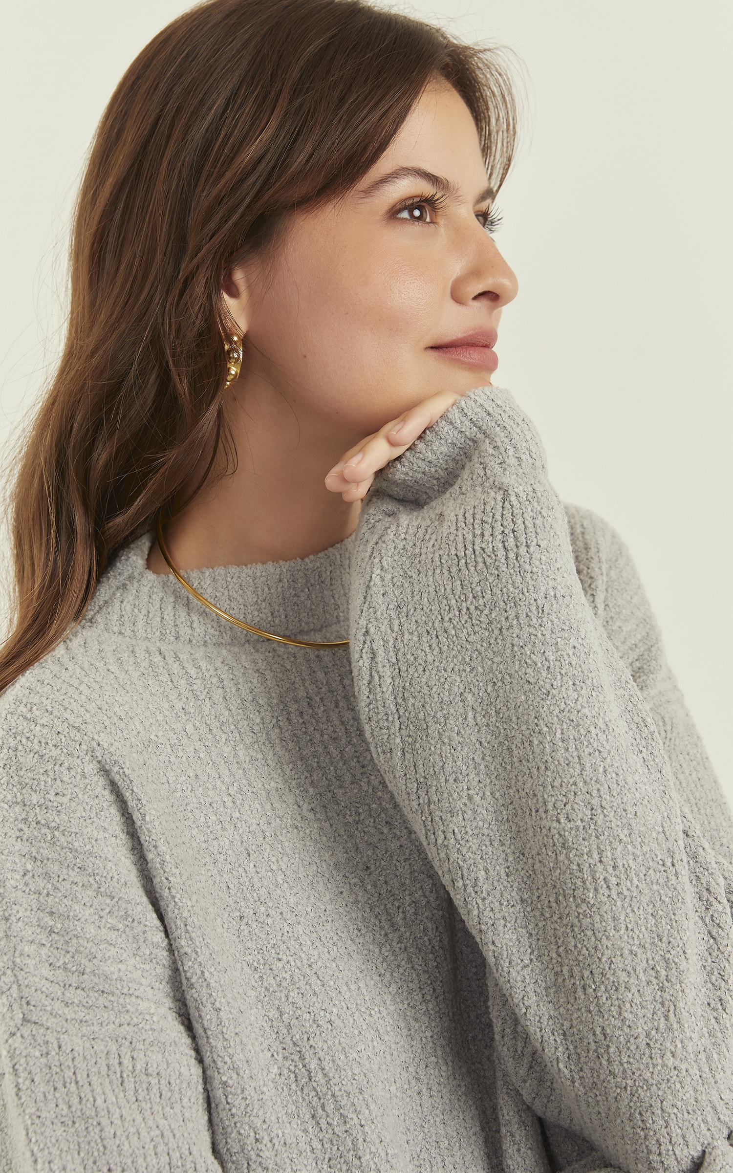 Pull Tricot Basic Cinza