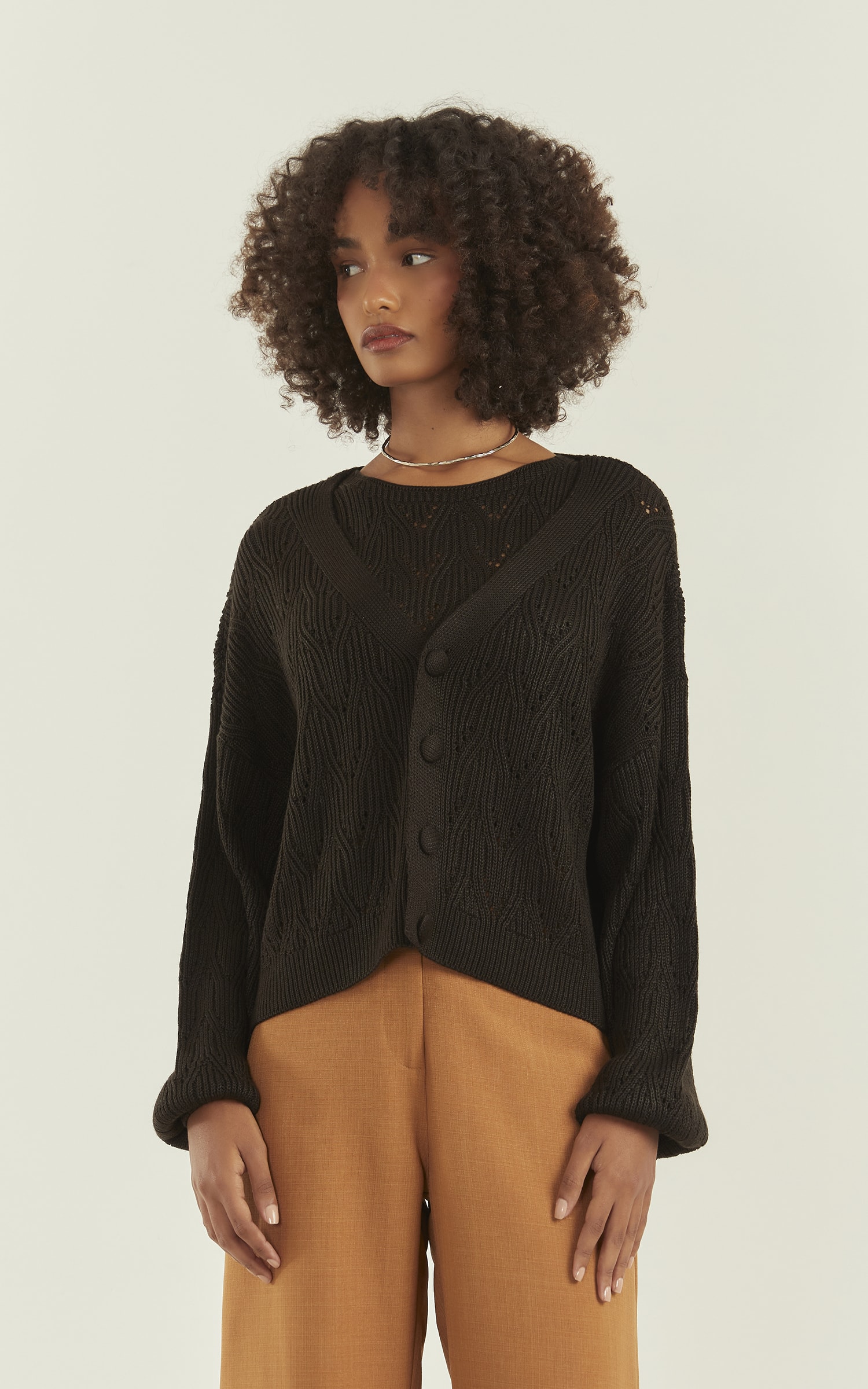 Pull Tricot Brilhante Preto
