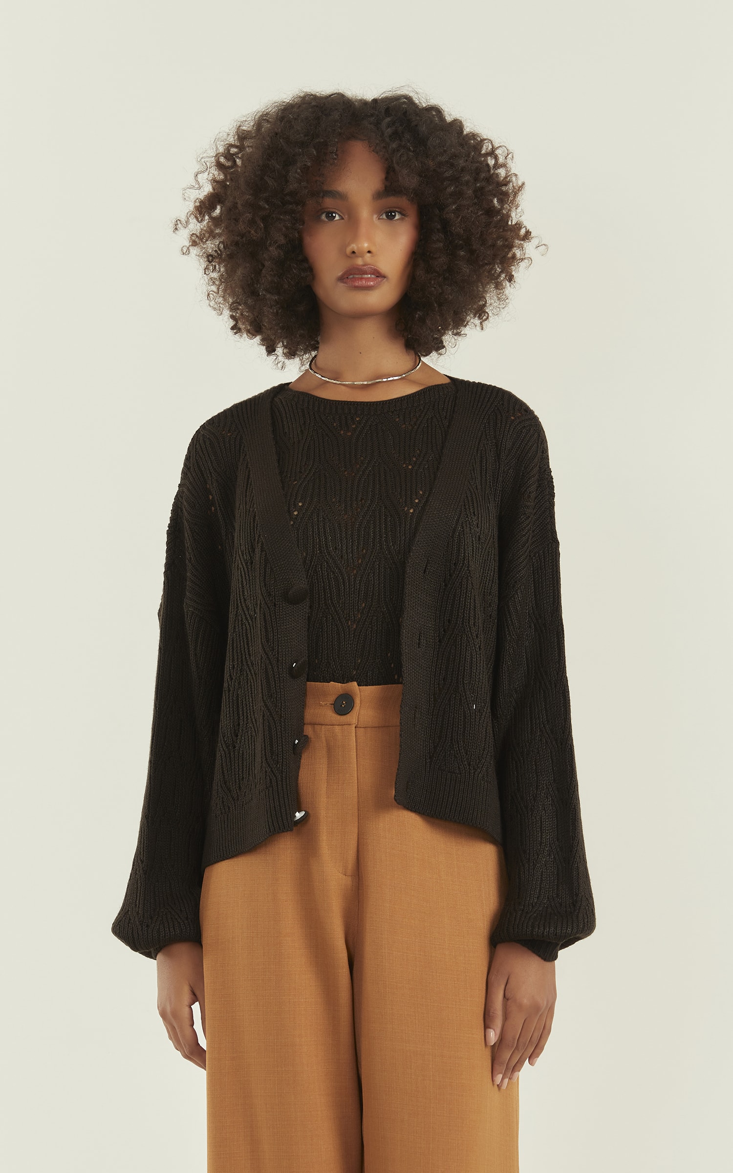 Pull Tricot Brilhante Preto