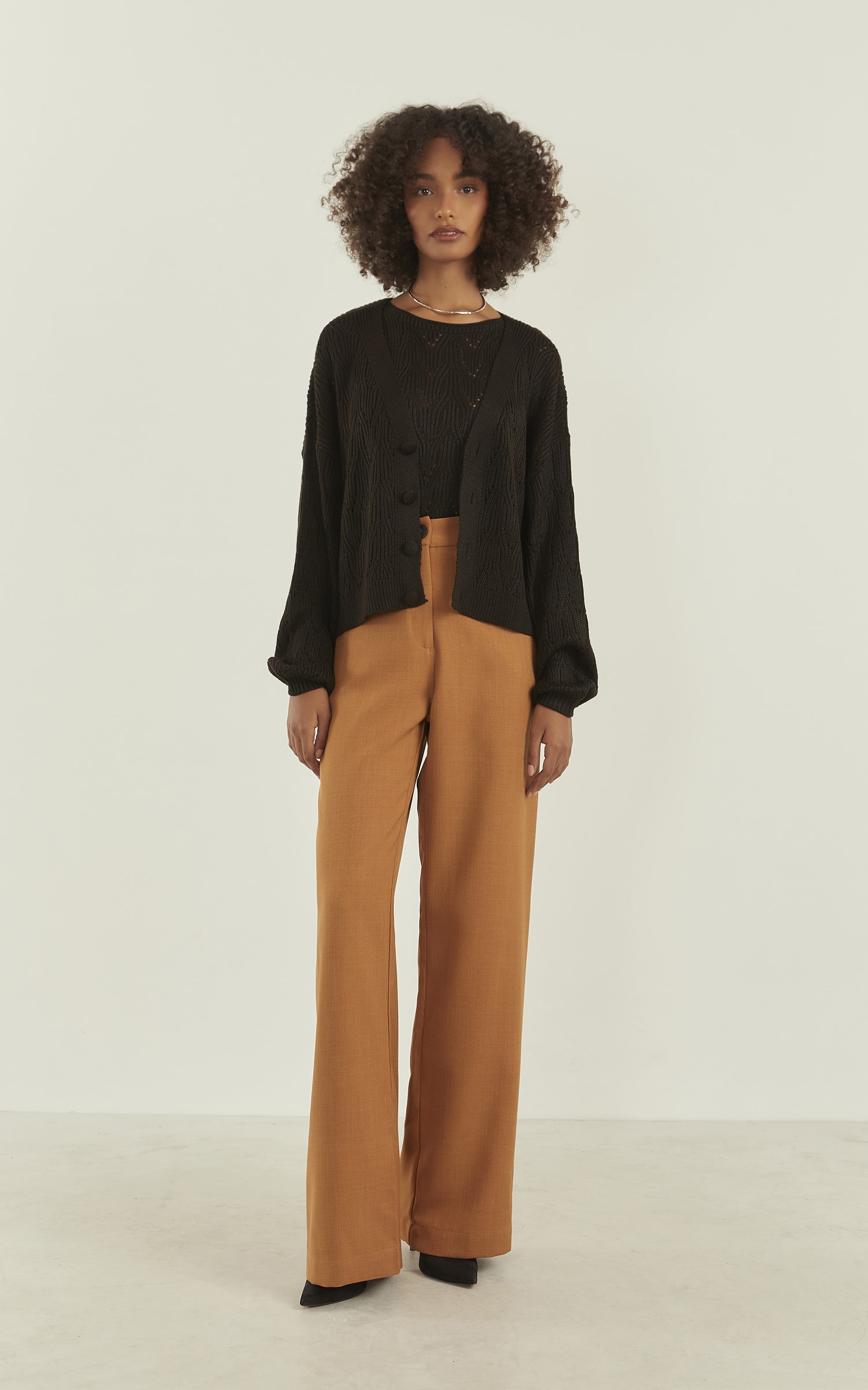 Pull Tricot Brilhante Preto