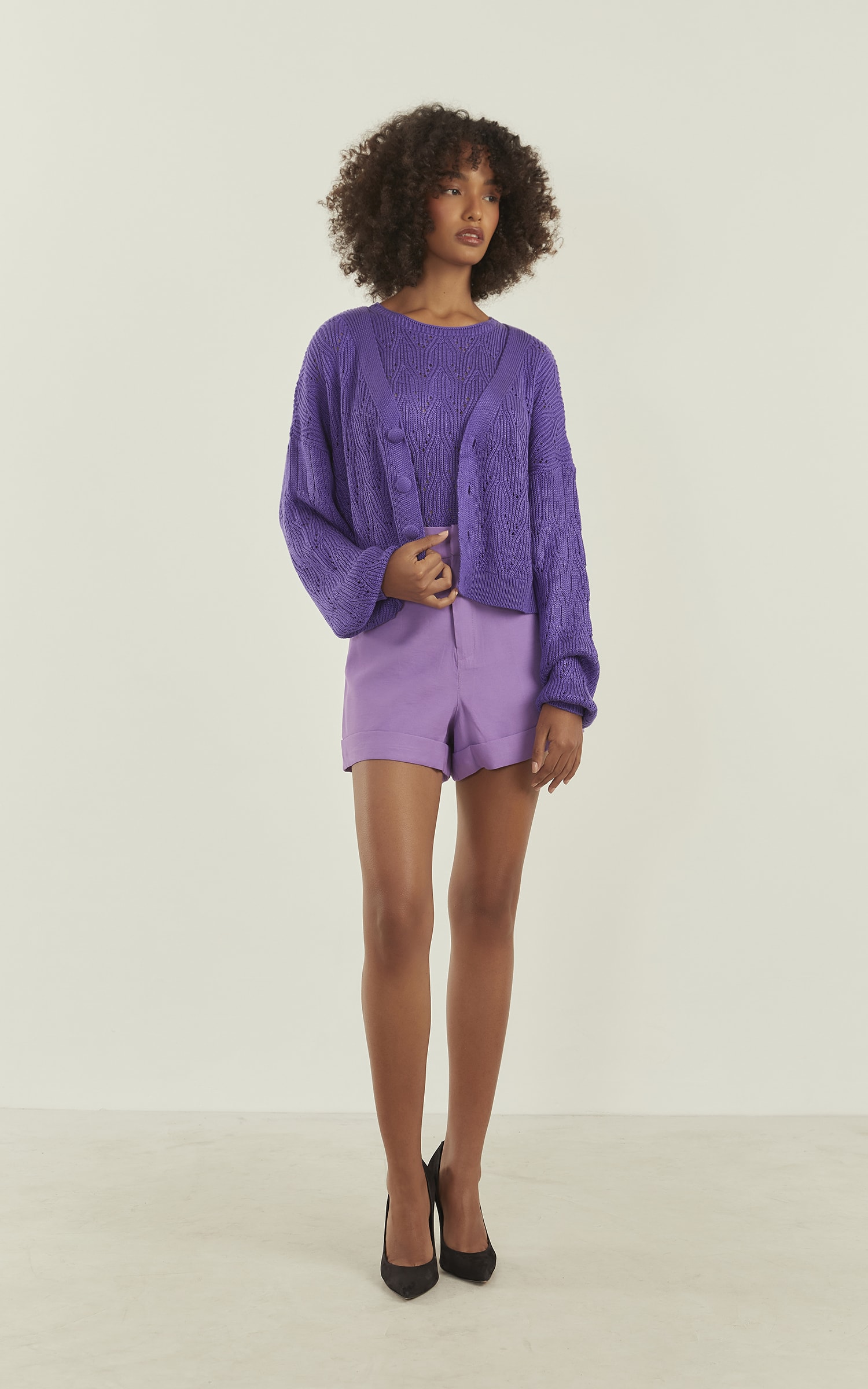 Pull Tricot Brilhante Roxo