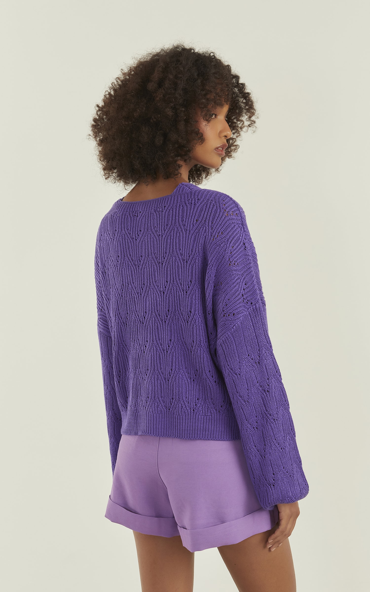 Pull Tricot Brilhante Roxo