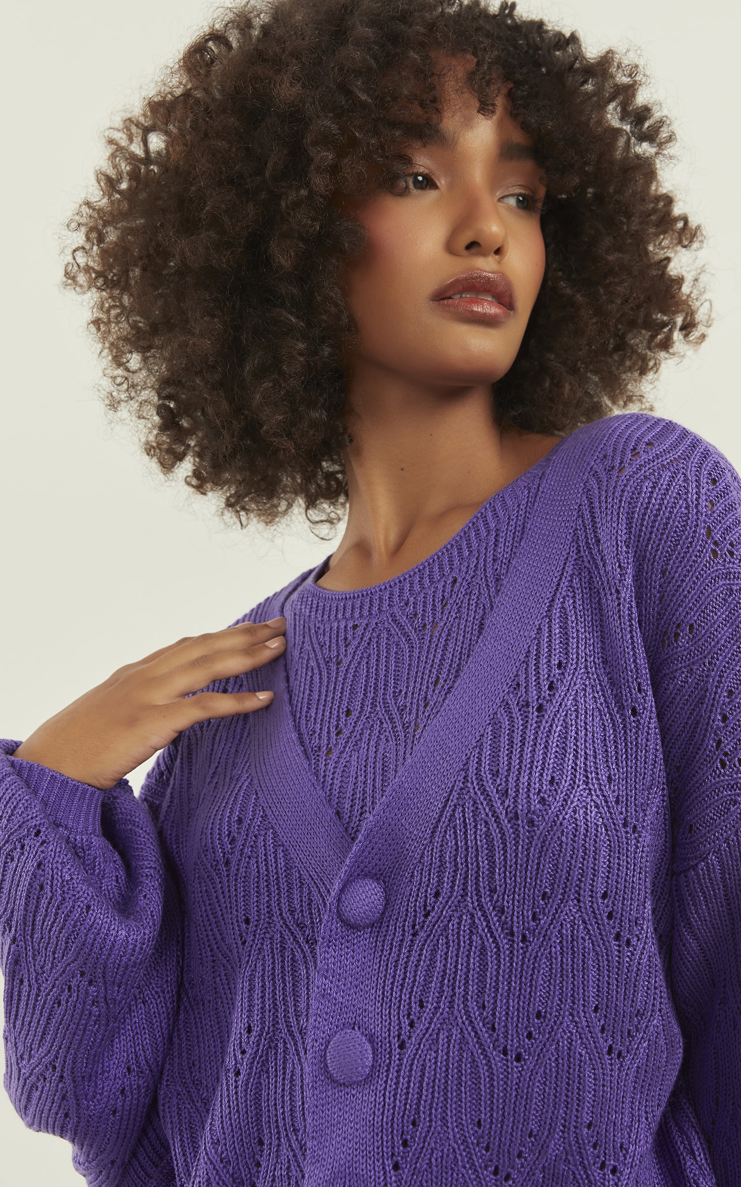 Pull Tricot Brilhante Roxo