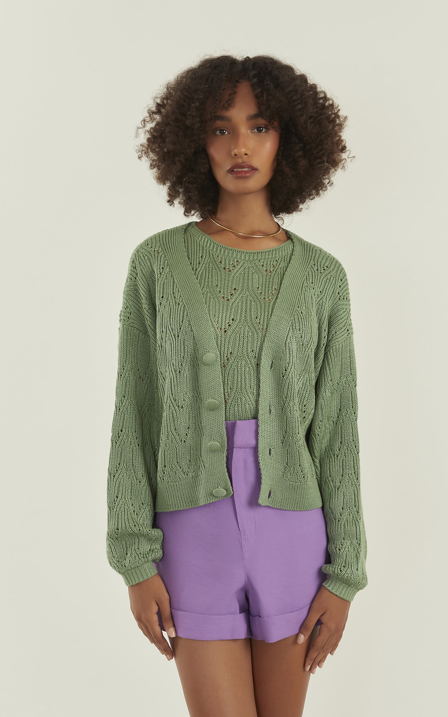 Pull Tricot Brilhante Verde