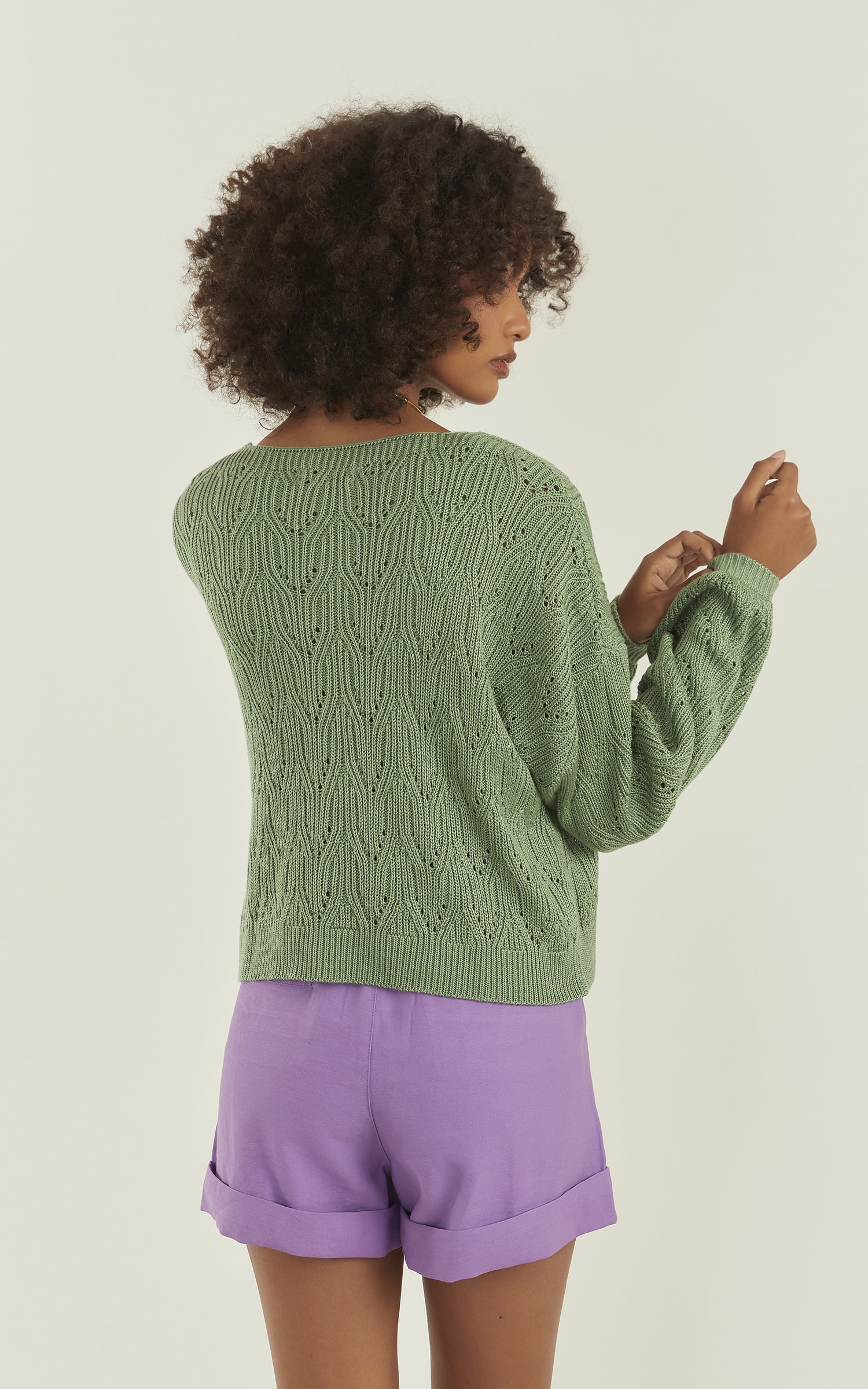 Pull Tricot Brilhante Verde