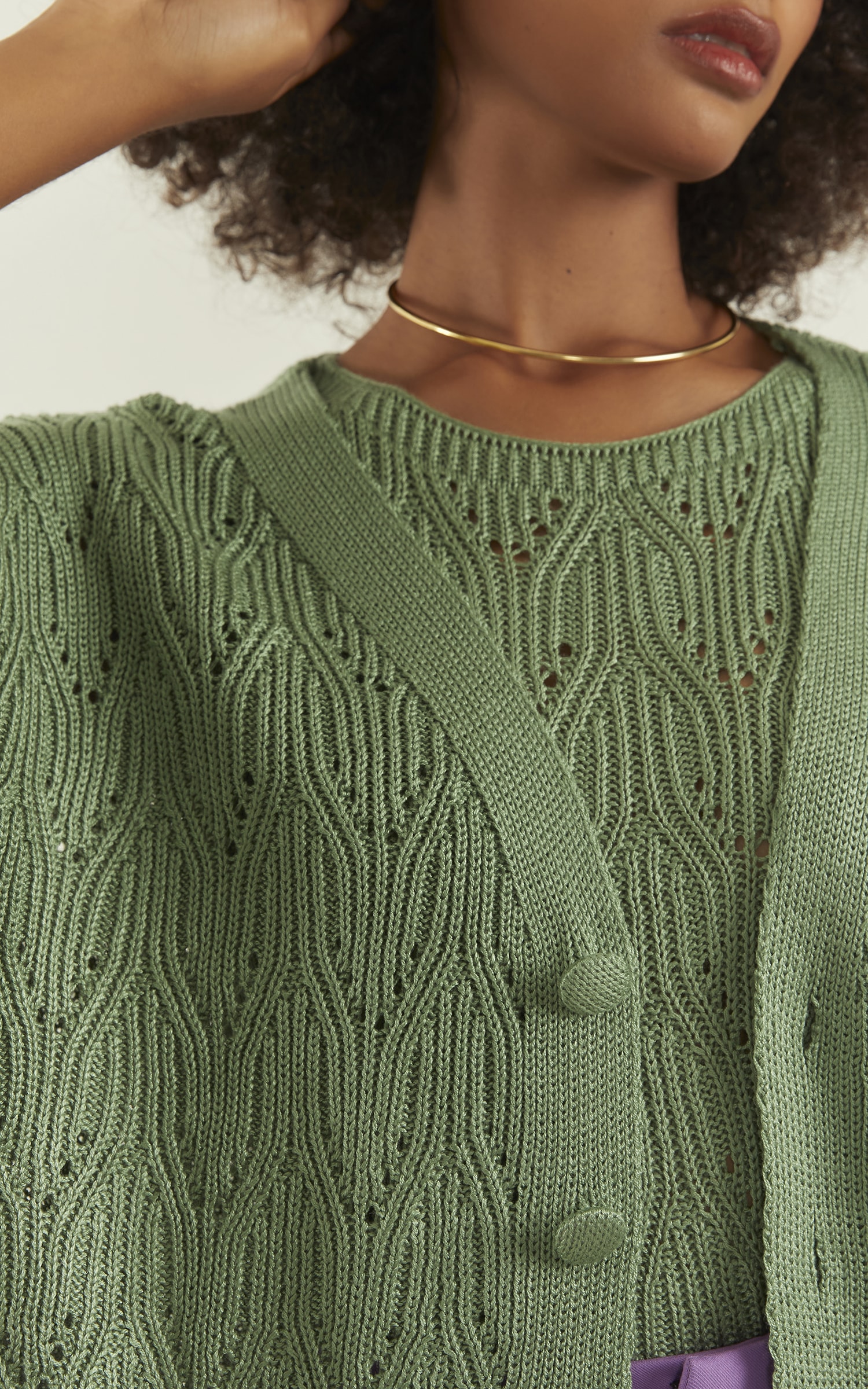 Pull Tricot Brilhante Verde