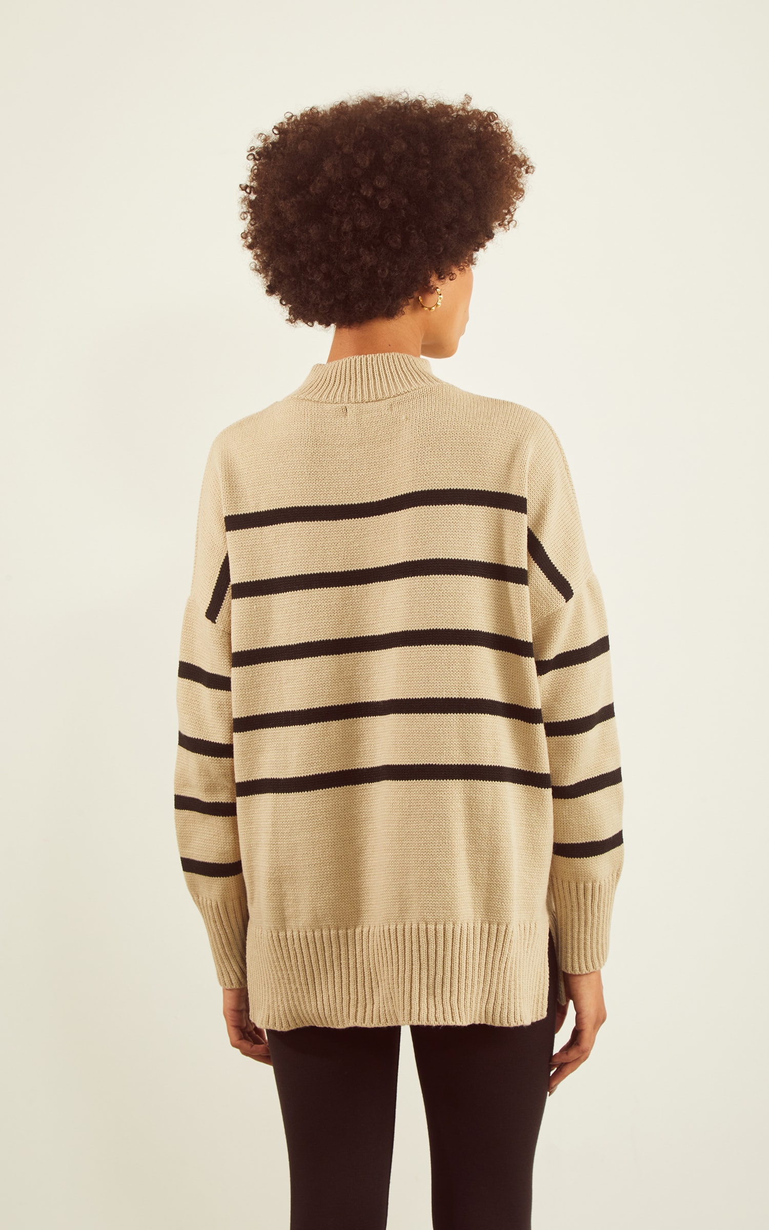 Pull Tricot Dalia Preto e Areia