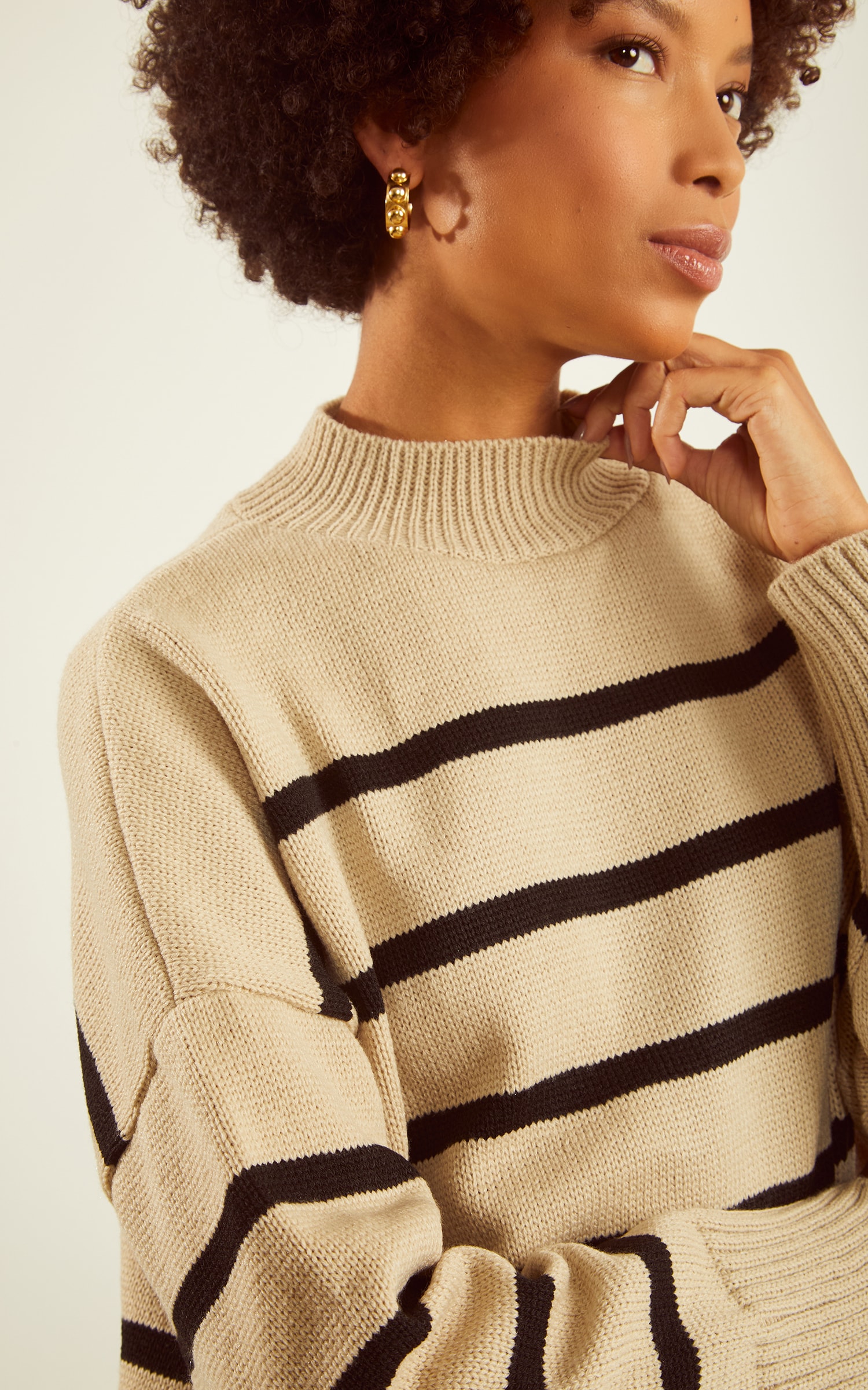 Pull Tricot Dalia Preto e Areia