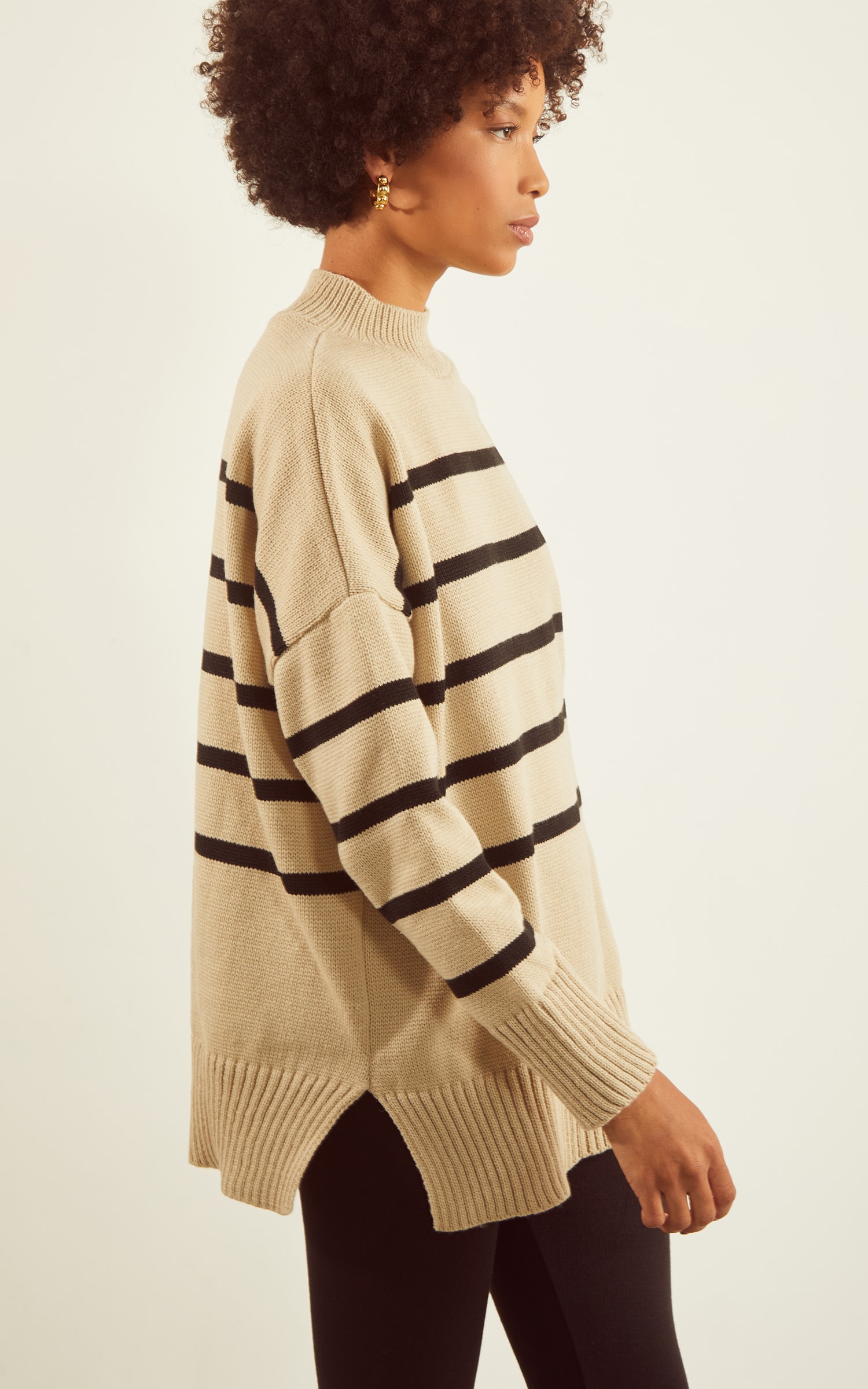 Pull Tricot Dalia Preto e Areia