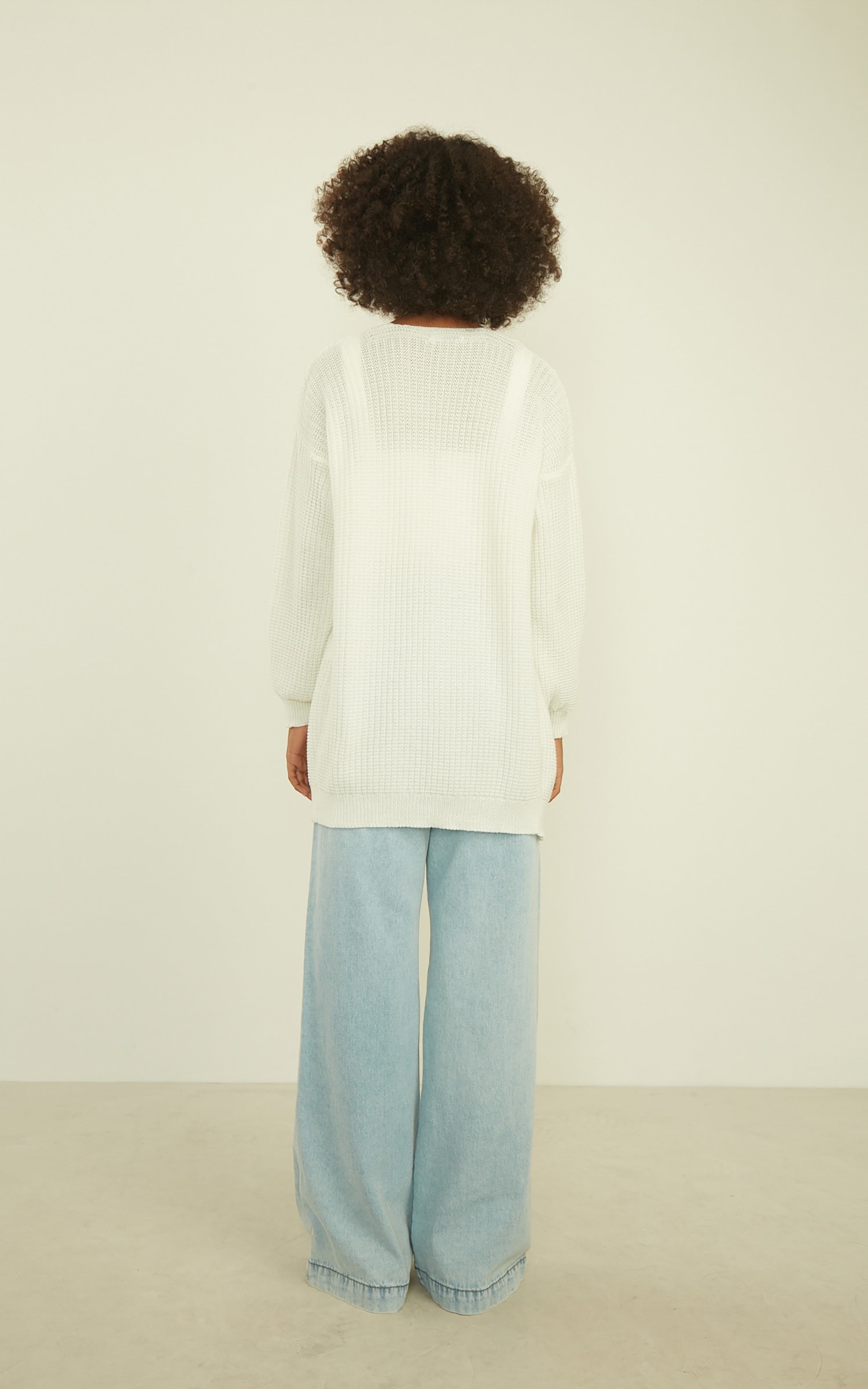 Pull Tricot Manga longa Off White