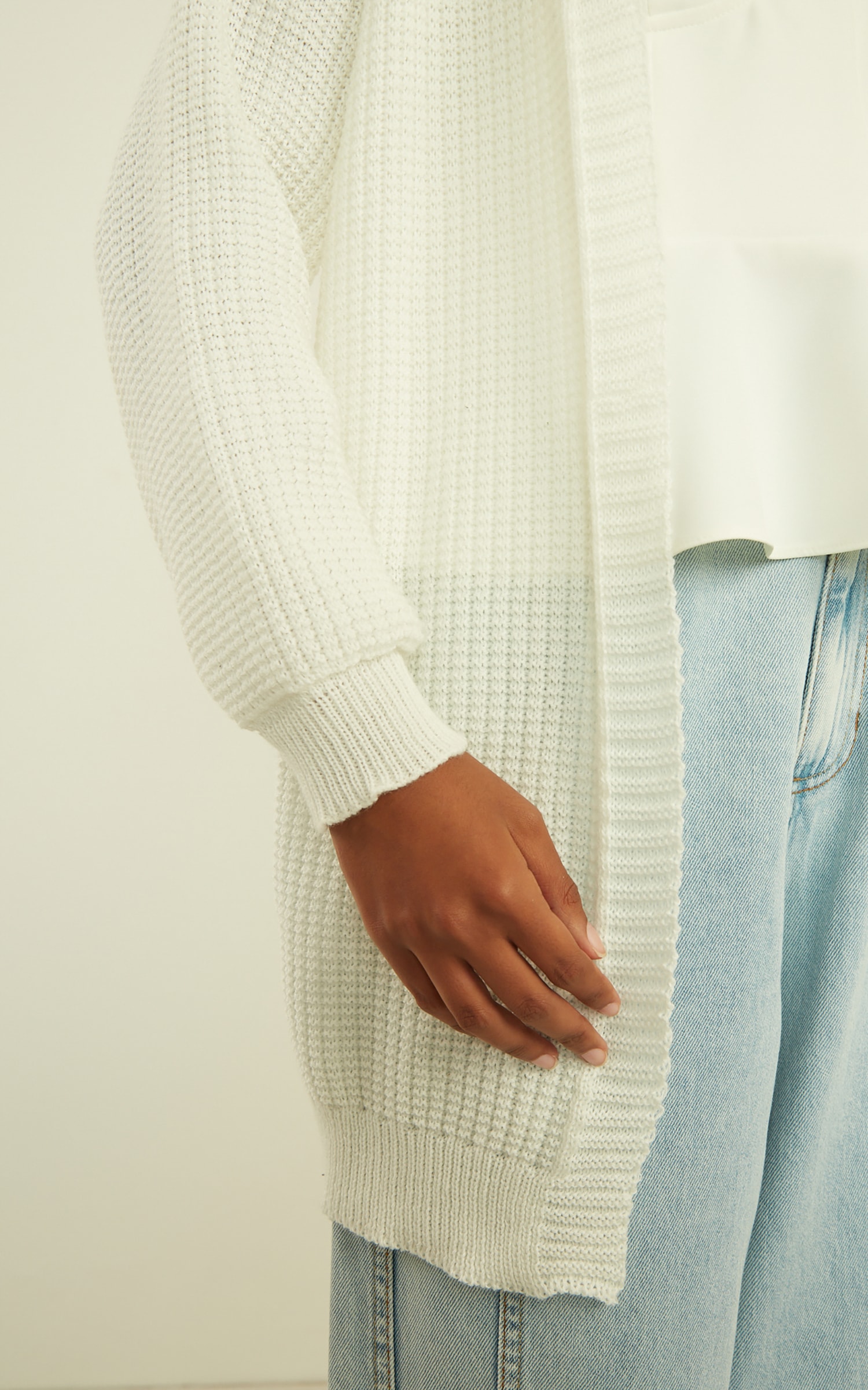 Pull Tricot Manga longa Off White