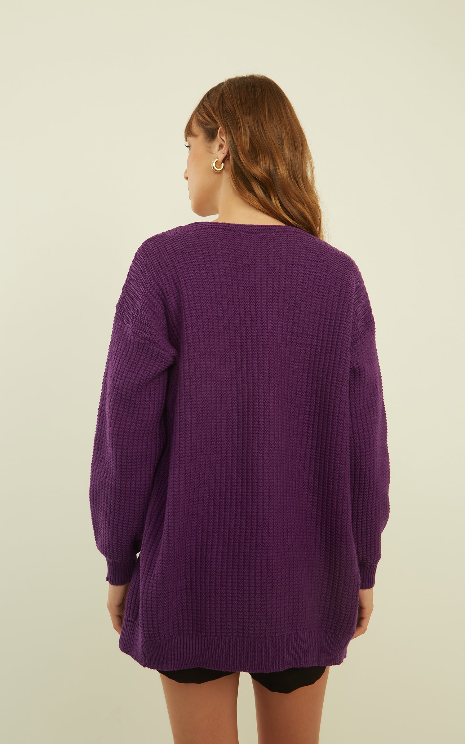 Pull Tricot Manga longa Roxo