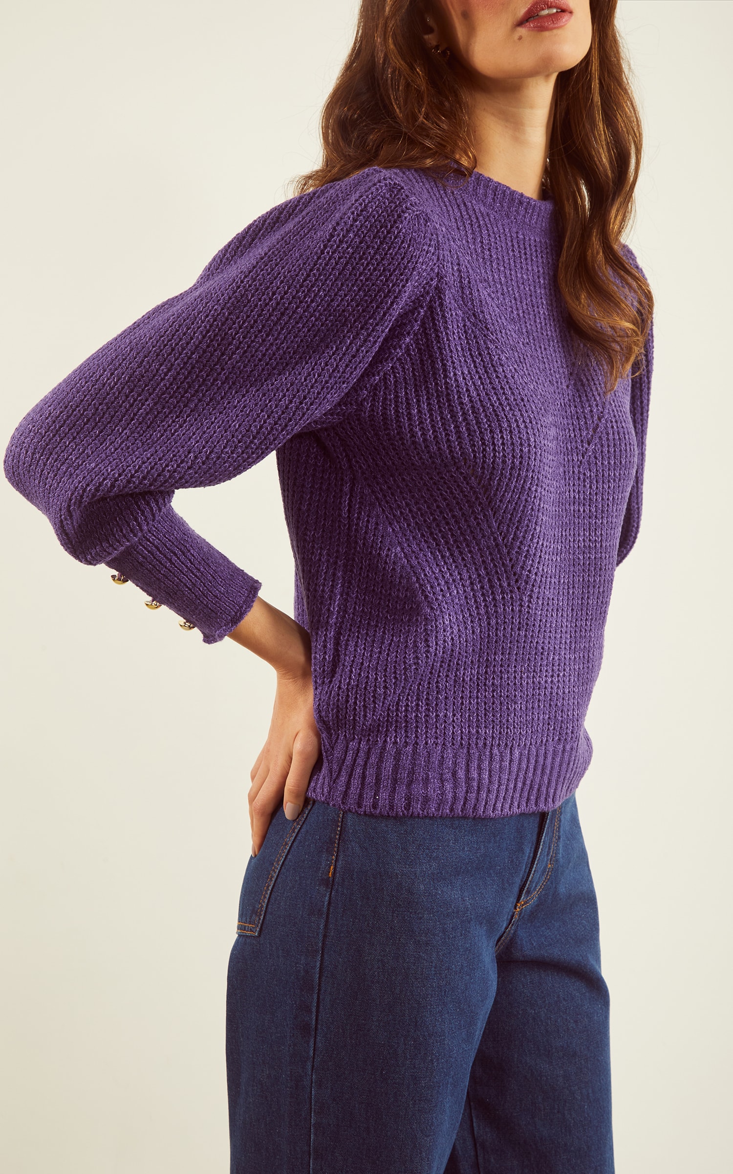 Pull Tricot Maxi Punho Ametista