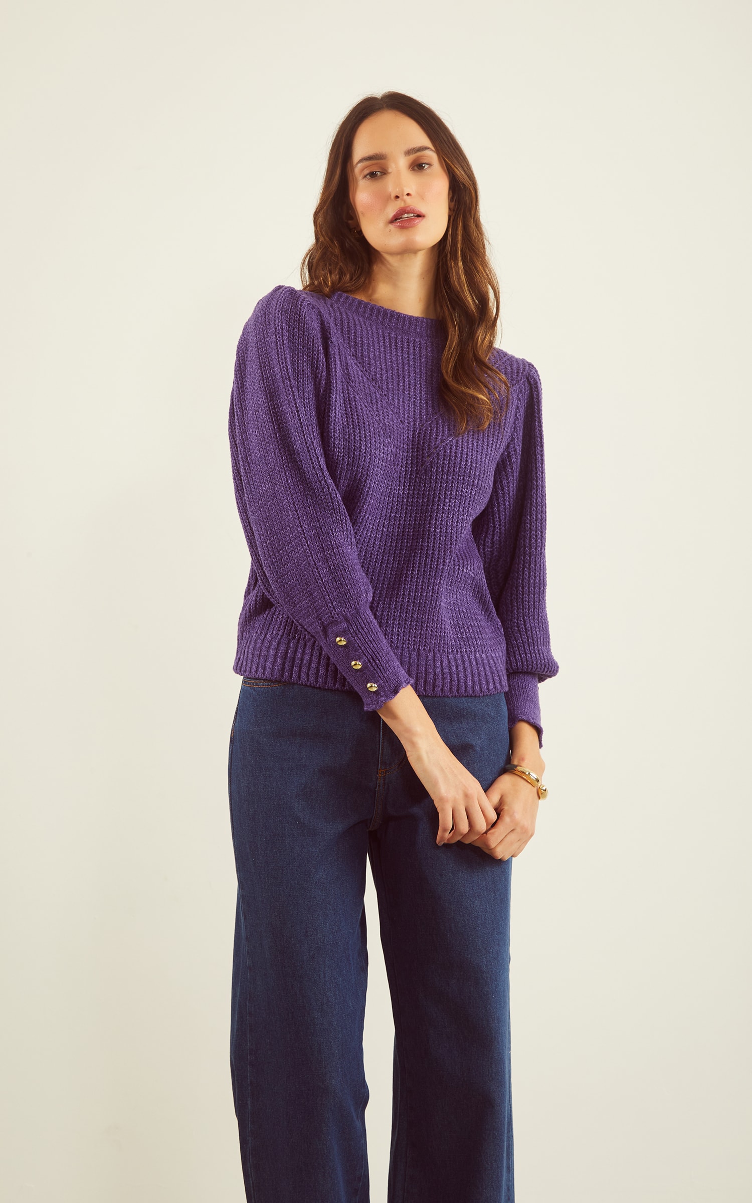 Pull Tricot Maxi Punho Ametista