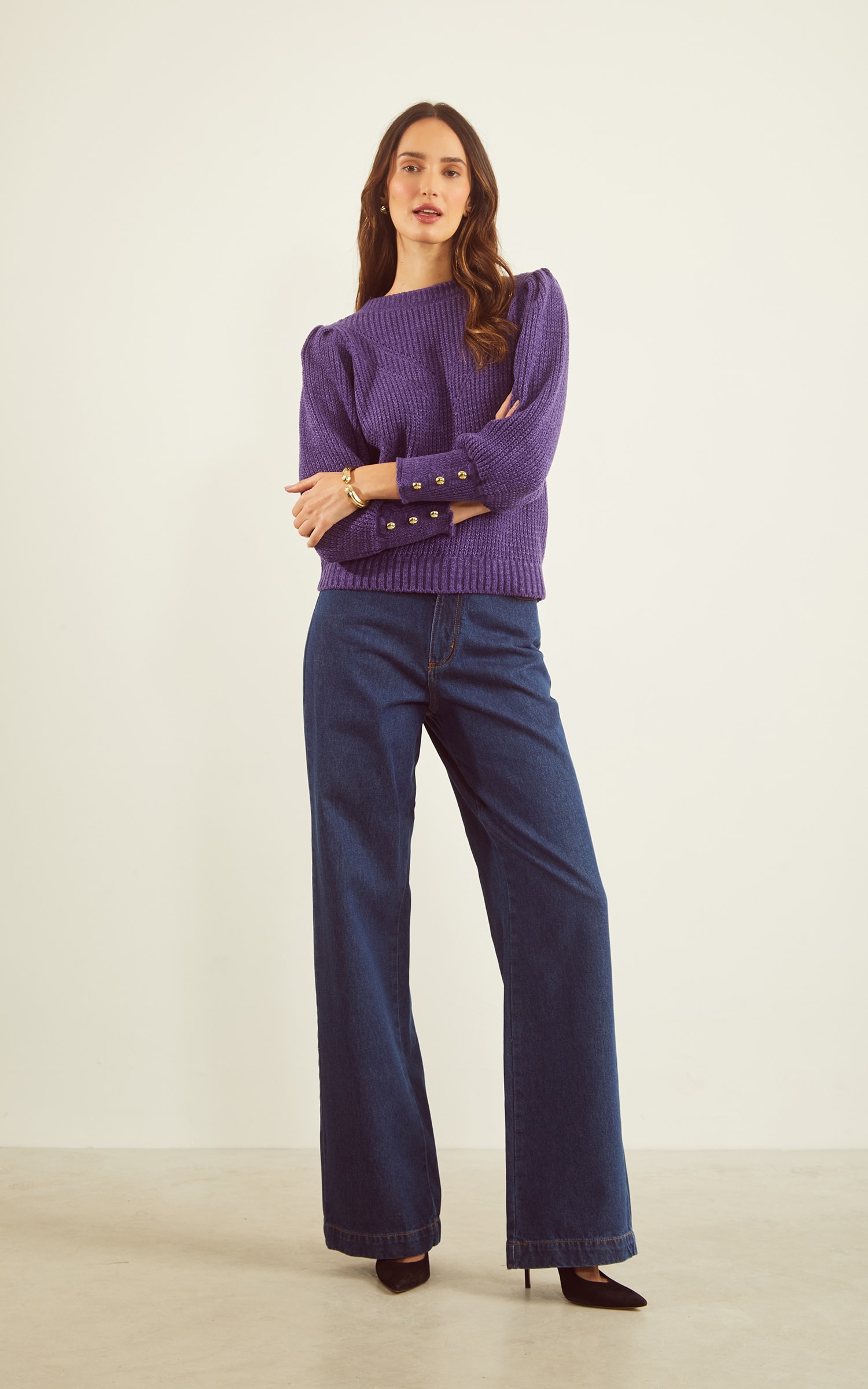 Pull Tricot Maxi Punho Ametista