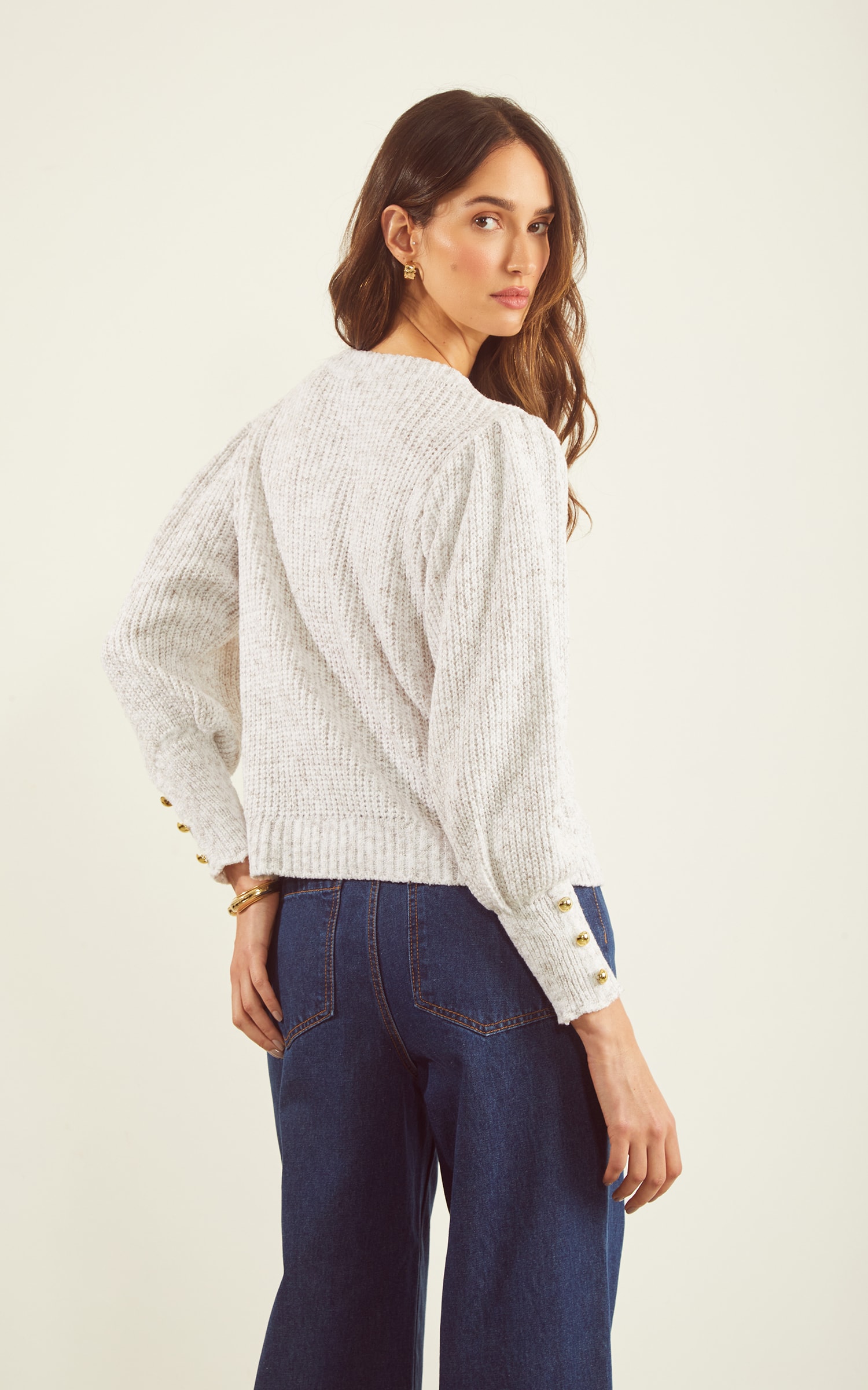 Pull Tricot Maxi Punho Off White